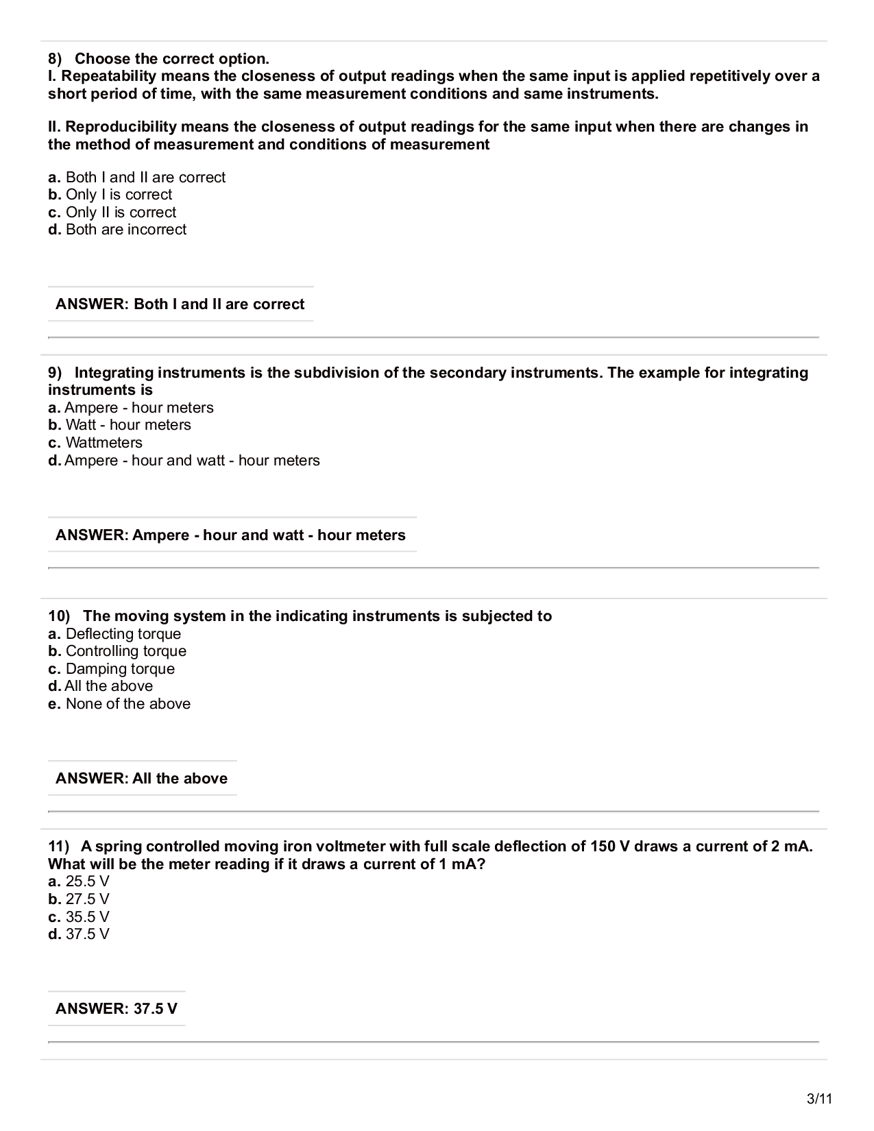 Electrical And Electronics Measurement Objective Type Questions With Answer - Page 4