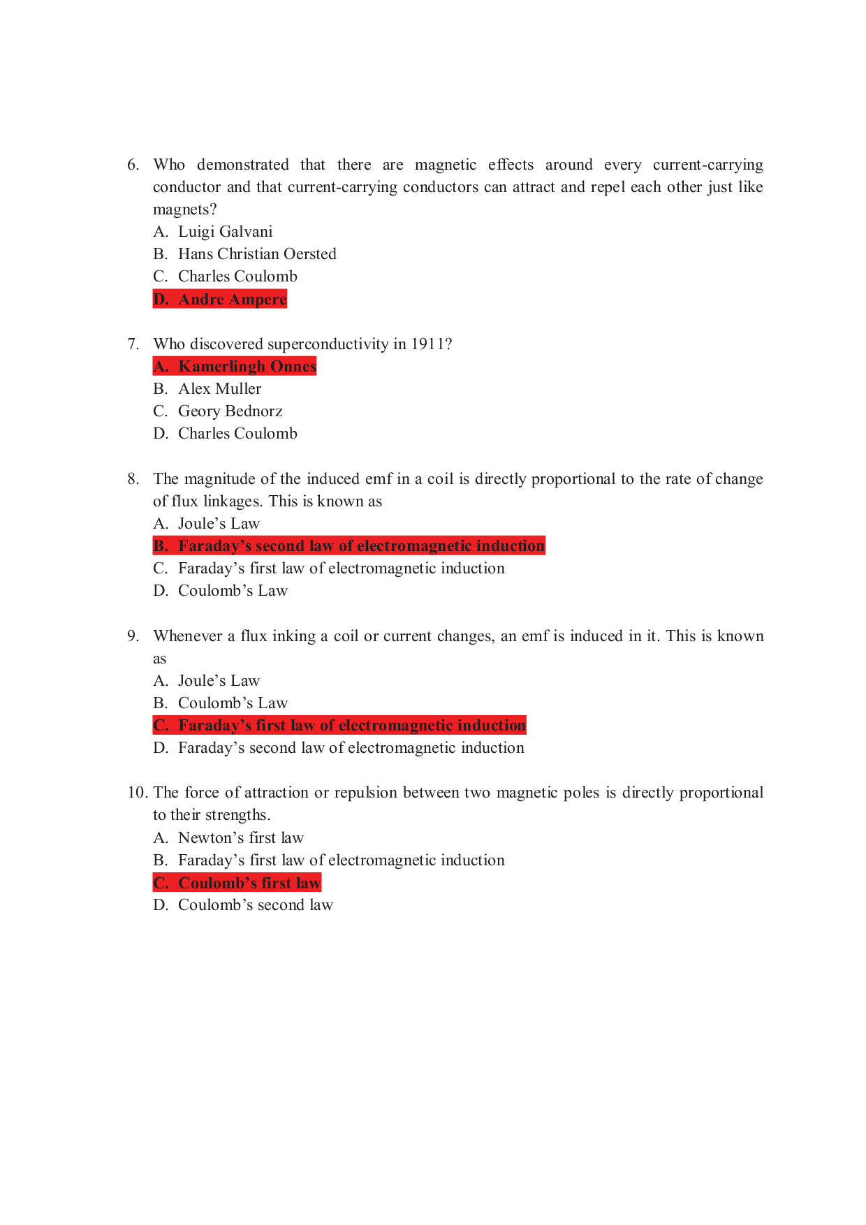 Electricity And Magnetism Objective Type Questions With Answer - Page 3
