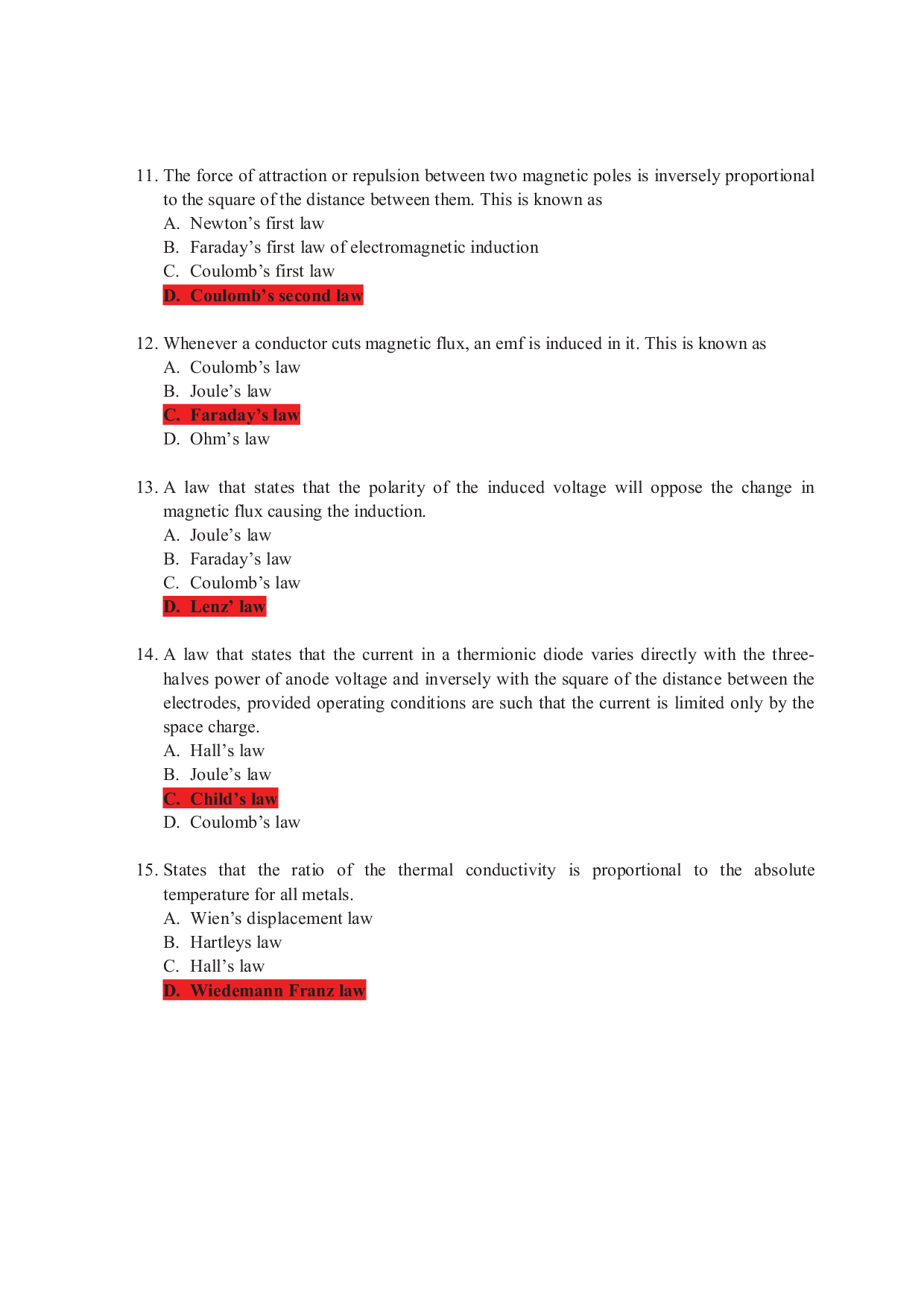 Electricity And Magnetism Objective Type Questions With Answer - Page 4