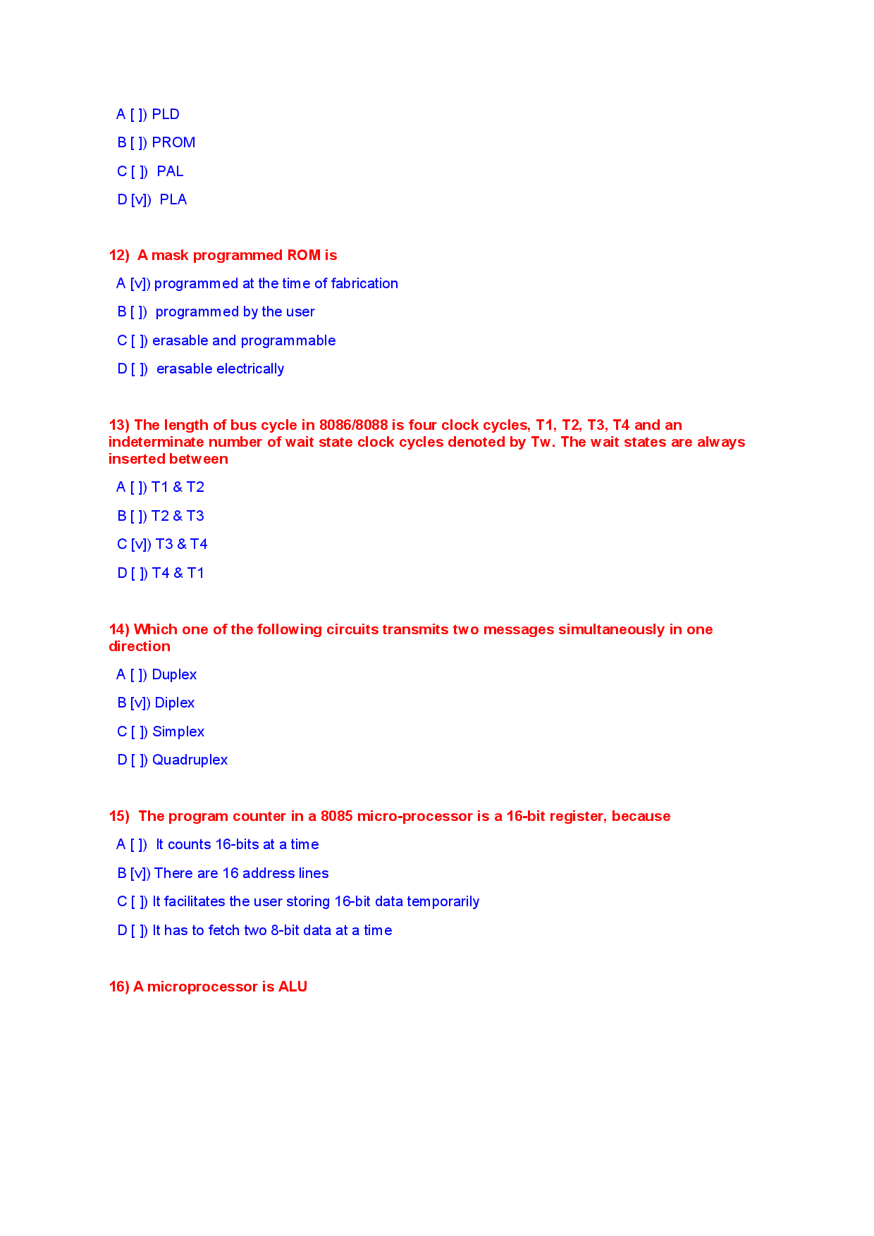 Microprocessor Objective Type Questions With Answer - Page 4