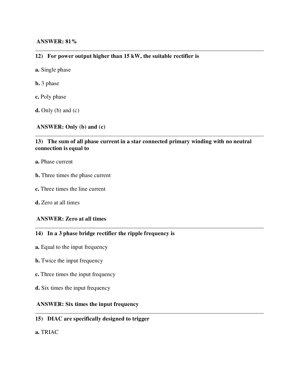 Power Electronics Objective Type Questions With Answer - Page 5