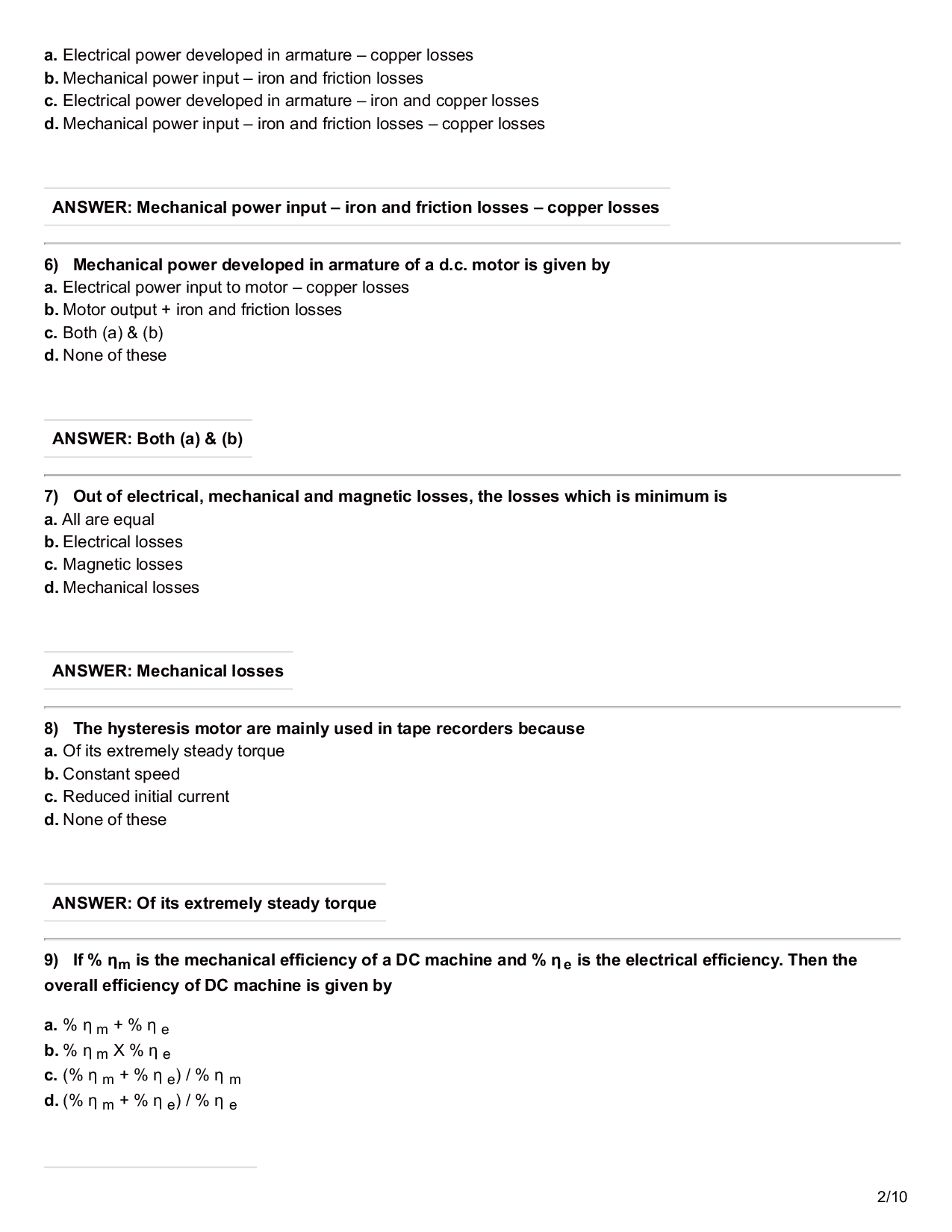 Electrical Machine Objective Type Questions With Answer - Page 3