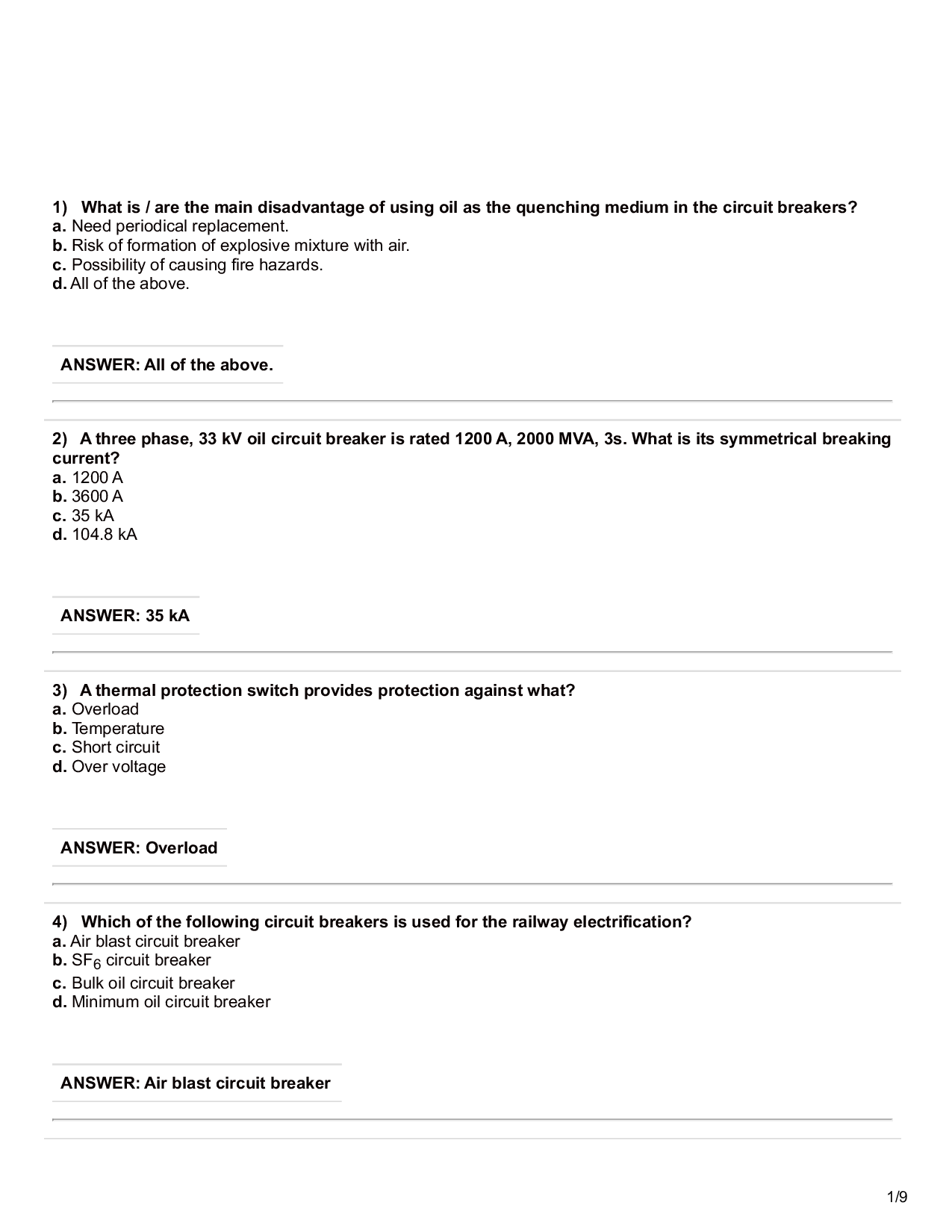Power System Objective Type Questions With Answer - Page 2