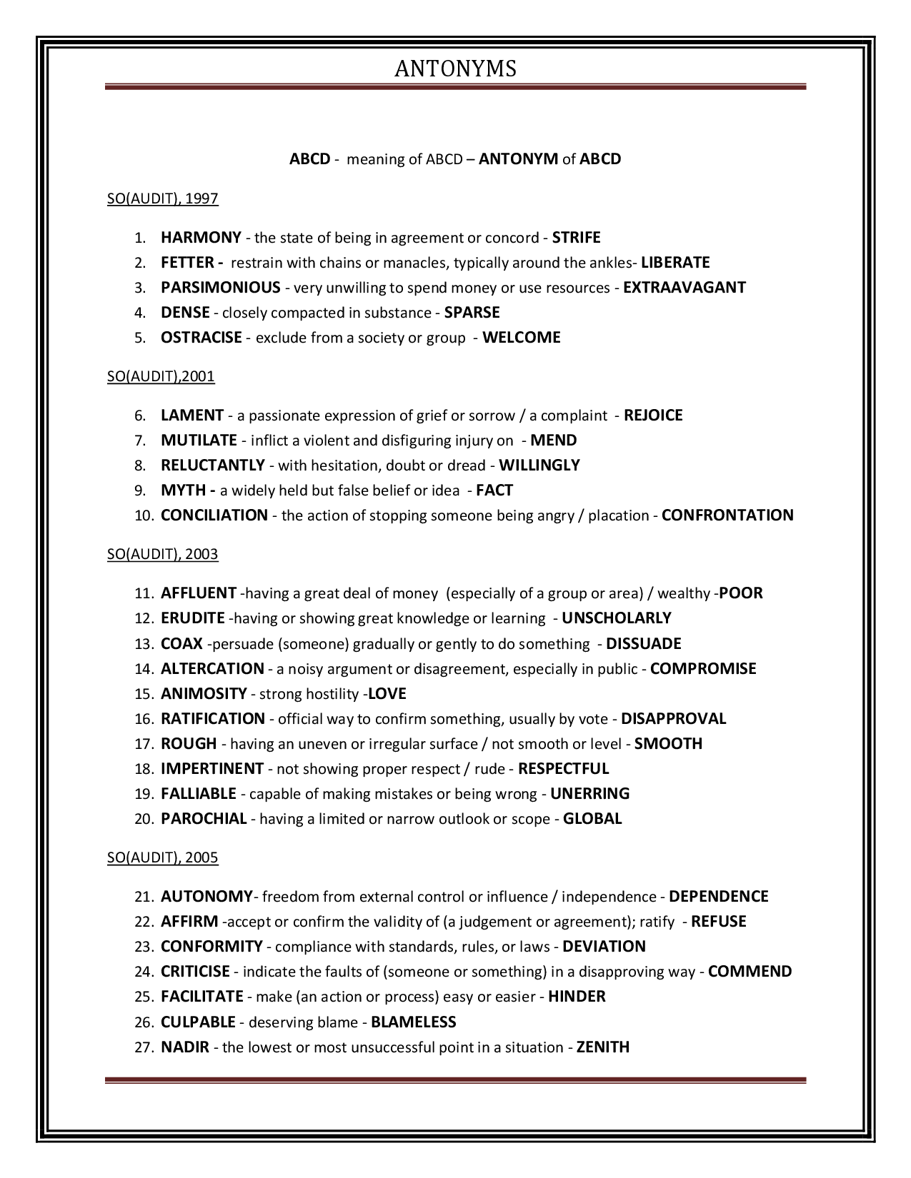 Antonyms For Competitive Exams - Page 2