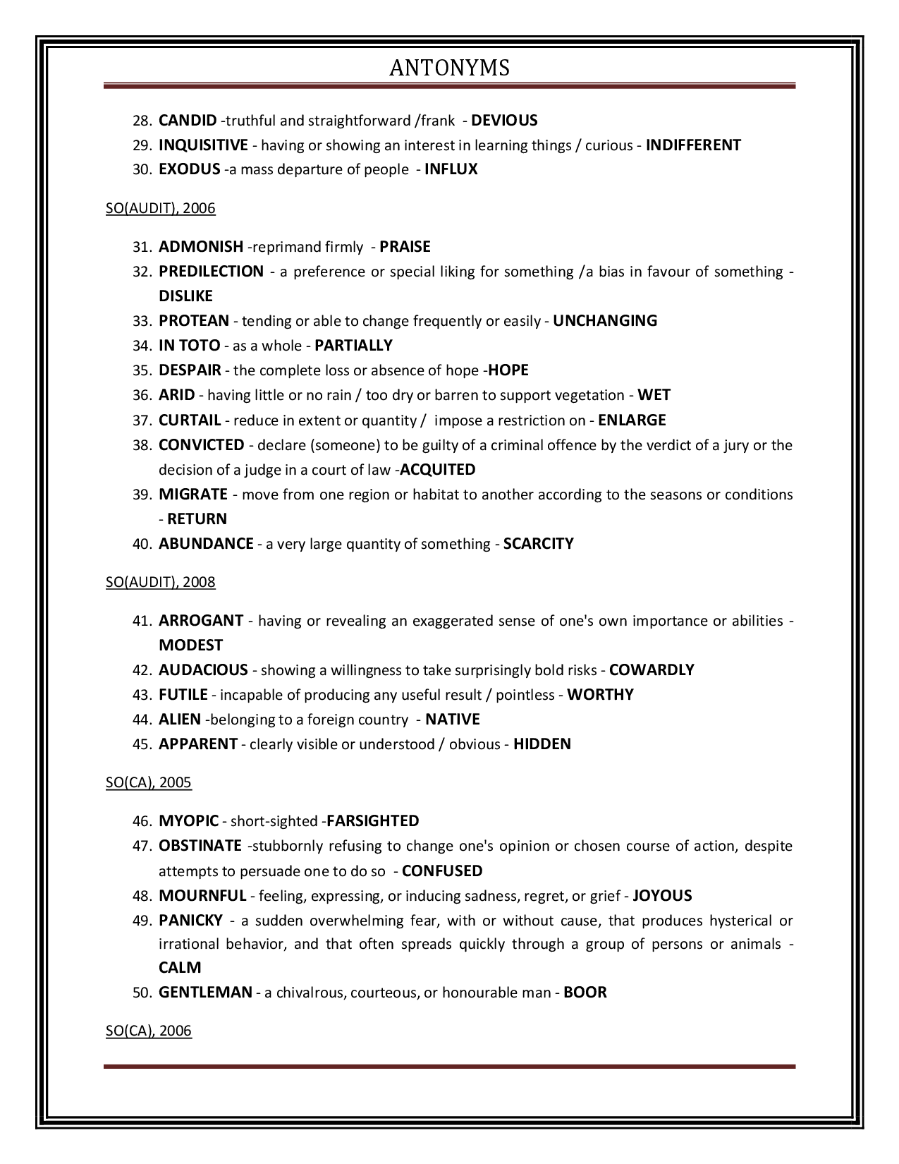 Antonyms For Competitive Exams - Page 3