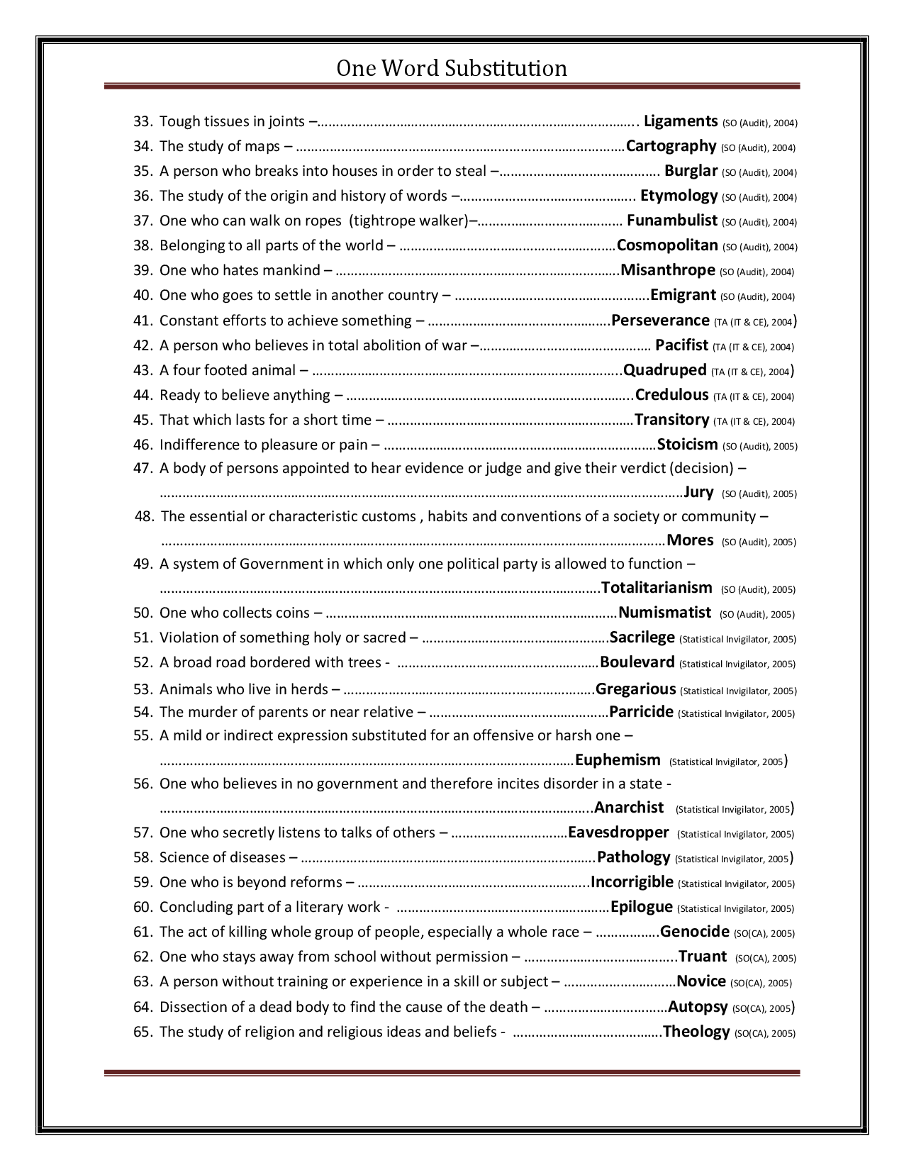 One Word Substitution - Page 3