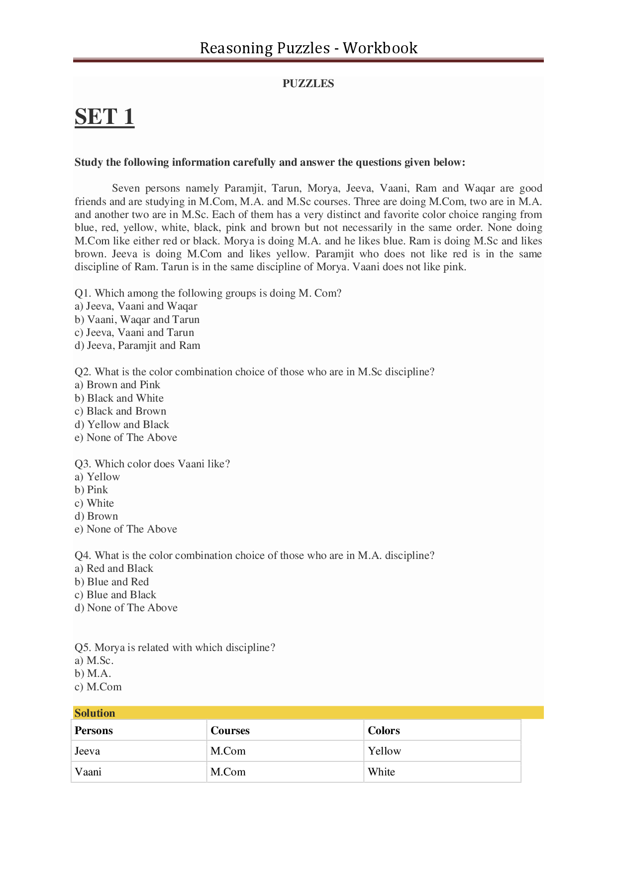 Reasoning Puzzles For Competitive Exams - Page 2