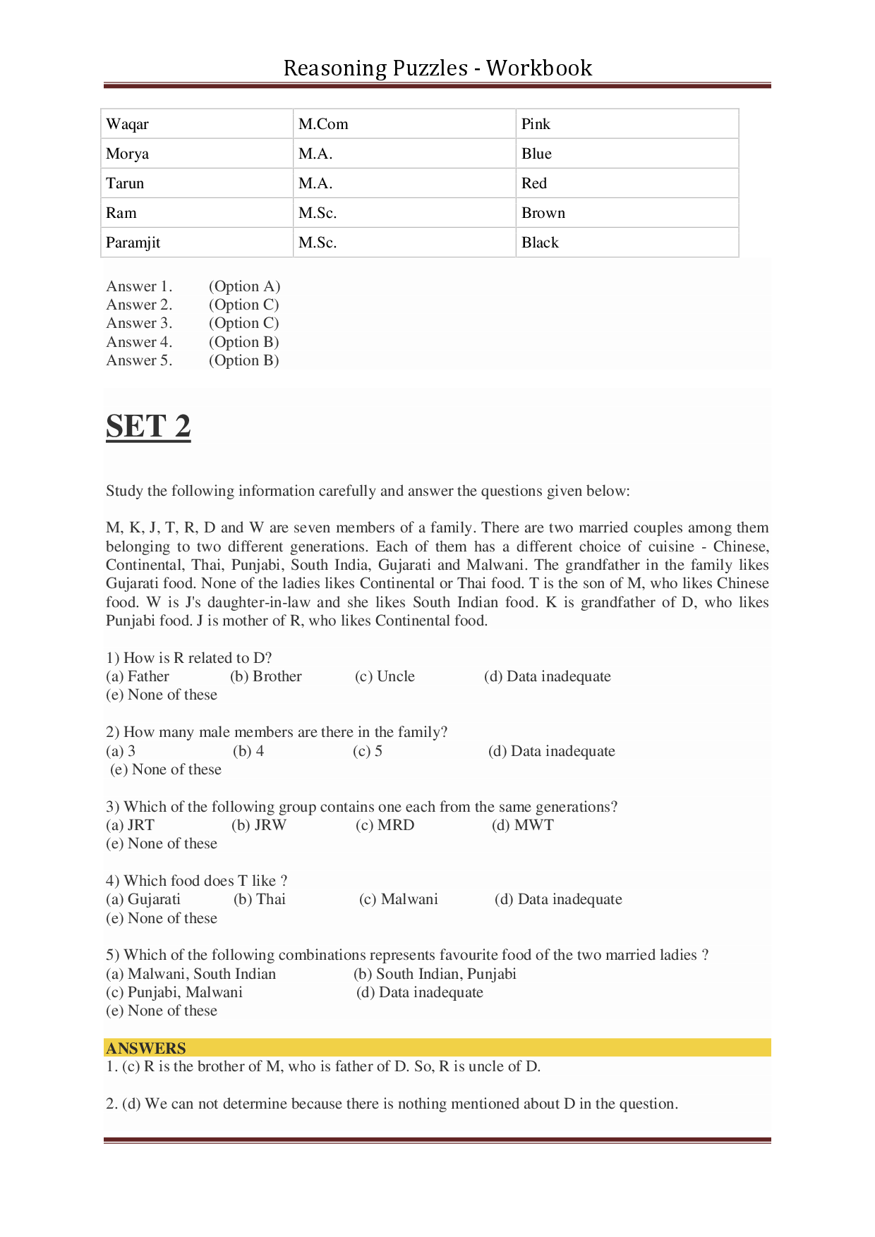 Reasoning Puzzles For Competitive Exams - Page 3