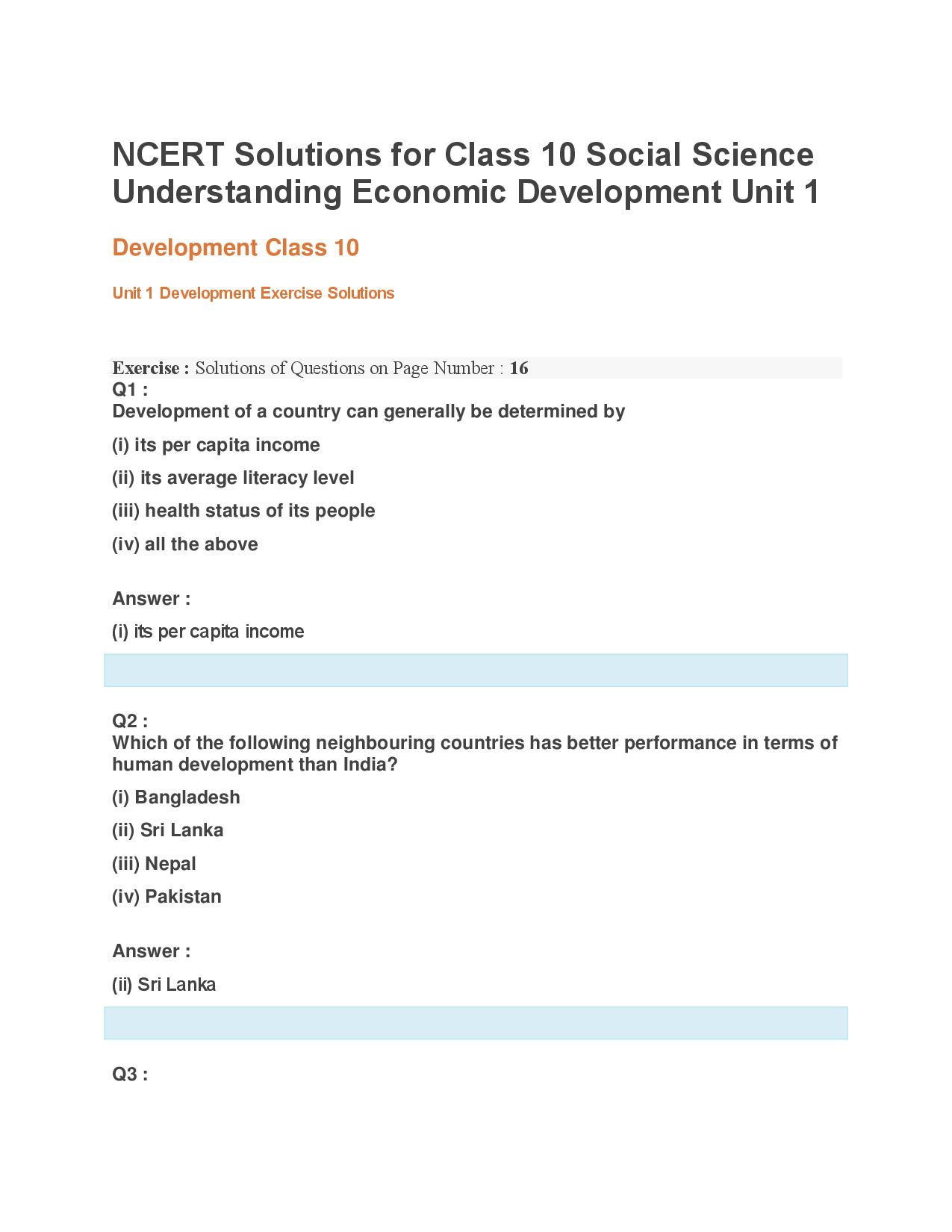 NCERT Solutions For Class 10 Economics - Page 2