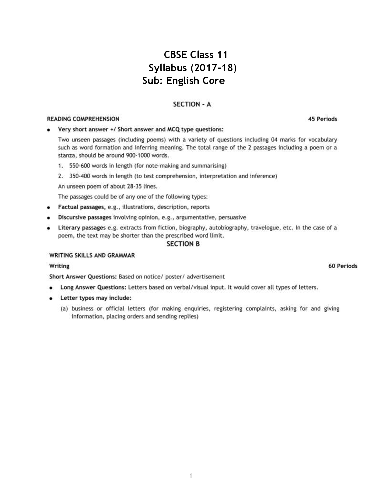 CBSE Class 11 Syllabus For 2017-18 Examination (All Subjects) - Page 2