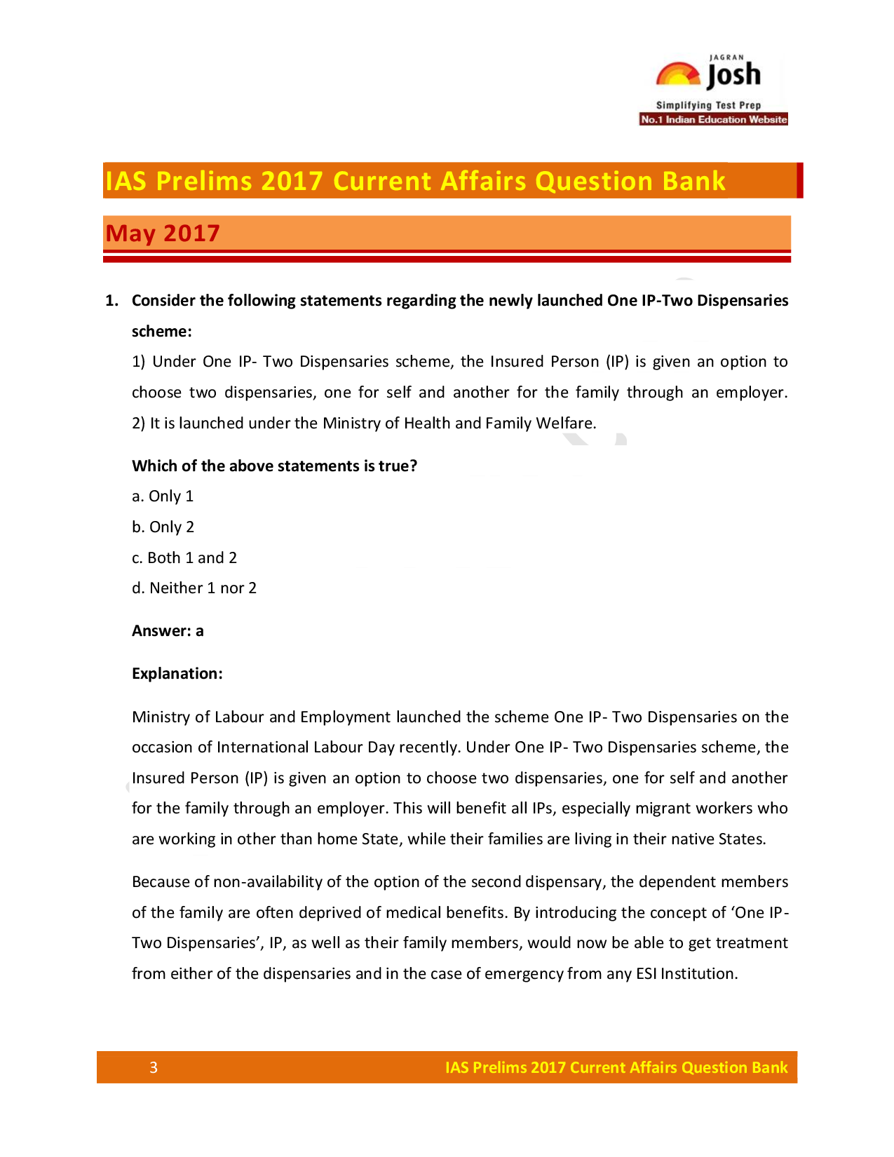 IAS Prelims Exam 2017 Current Affairs Question Bank - Page 4