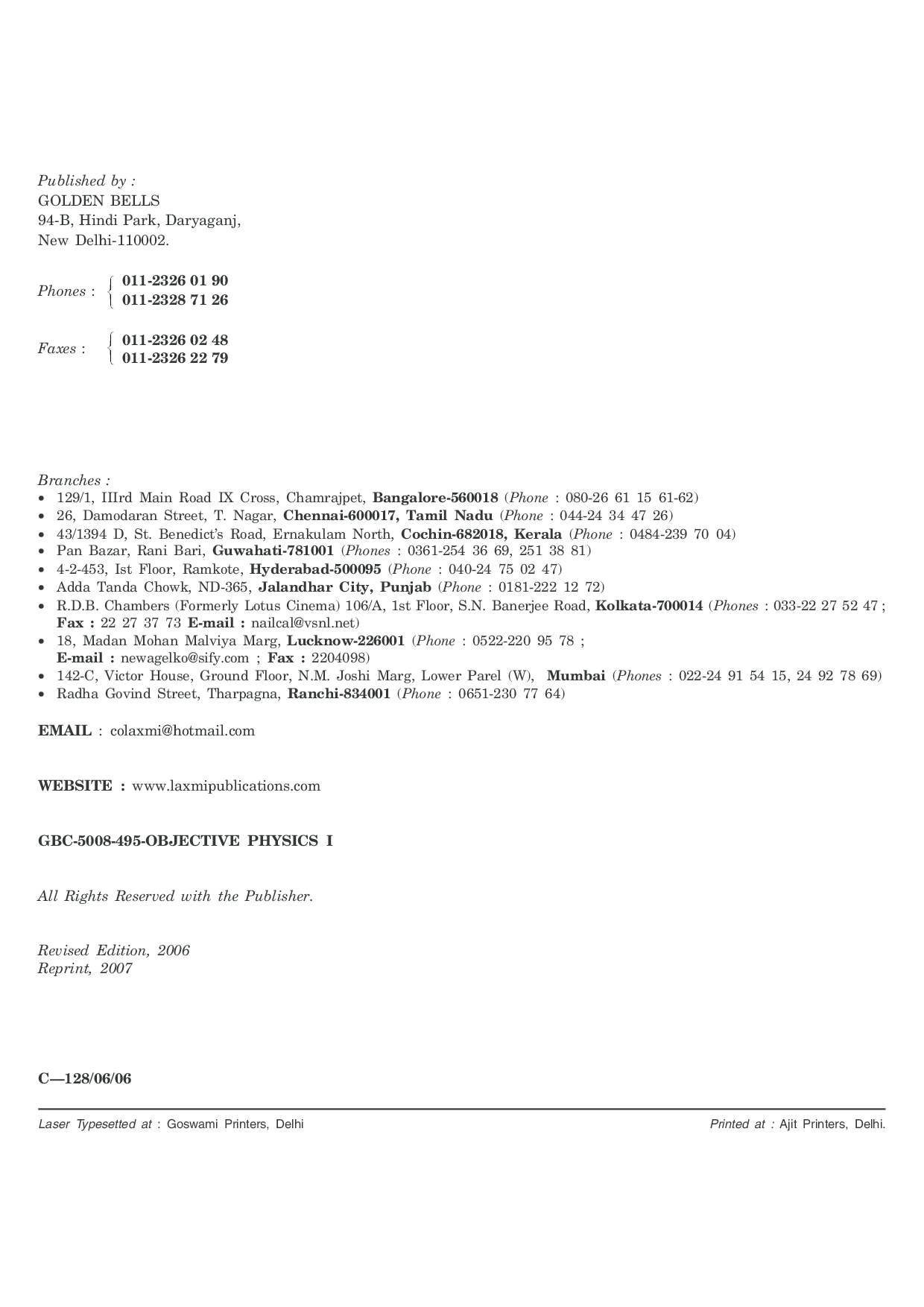 Comprehensive Objective Physics Vol. I For Competitive Examinations - Page 4