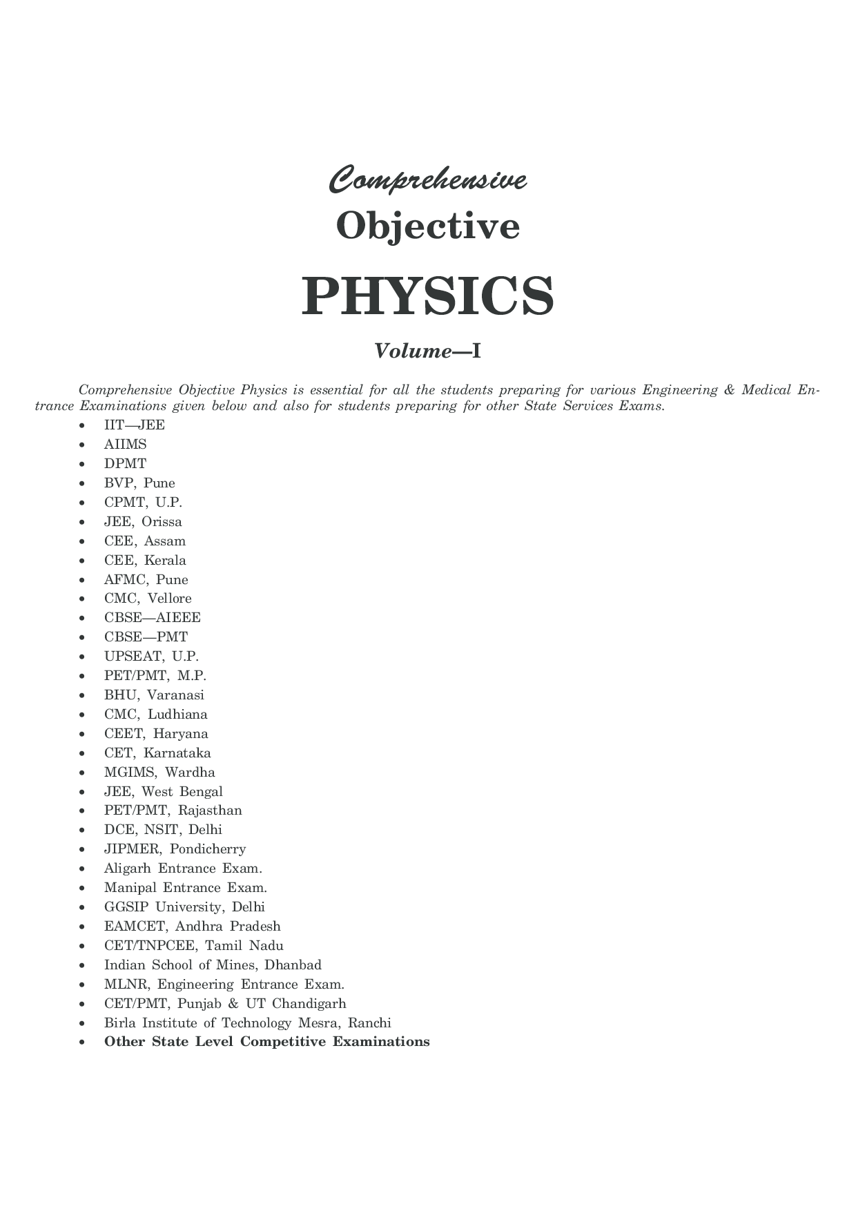 Comprehensive Objective Physics Vol. I For Competitive Examinations - Page 5