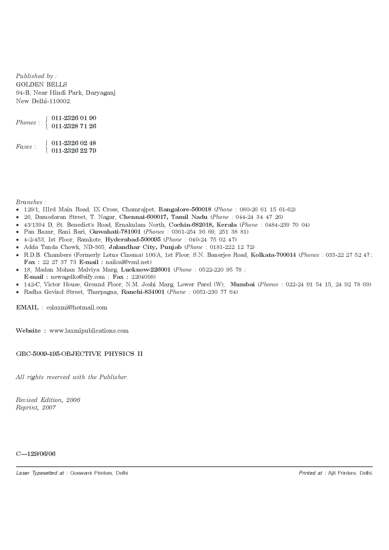 Comprehensive Objective Physics Vol. II For Competitive Examinations - Page 4