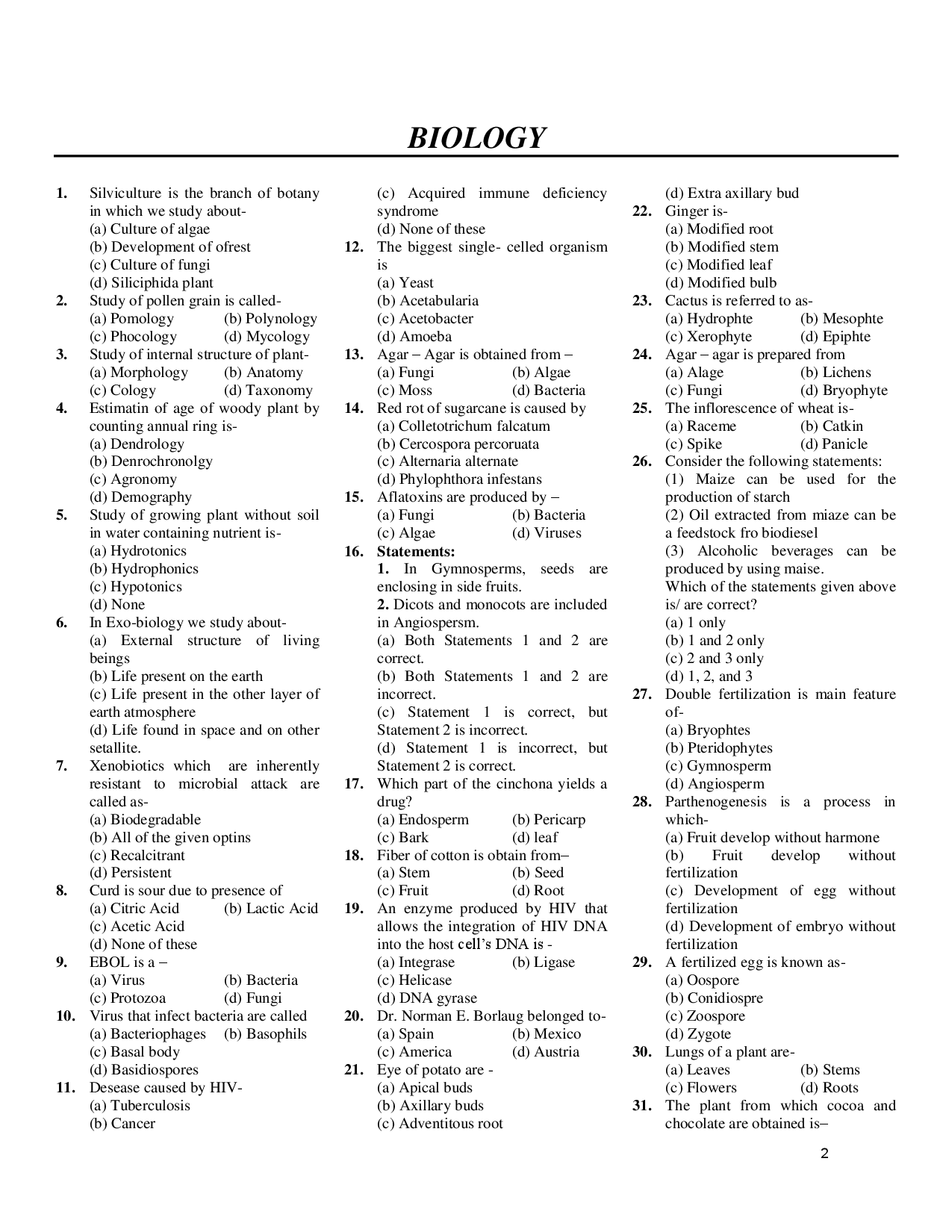 MCQ\'s On General Studies For Competitive Exams - Page 2