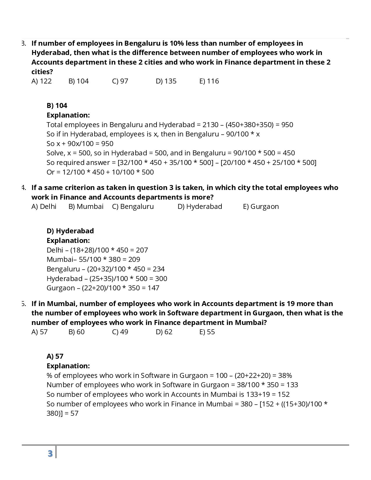 CAT Objective Type Question with Answer For Data Interpretation - Page 3