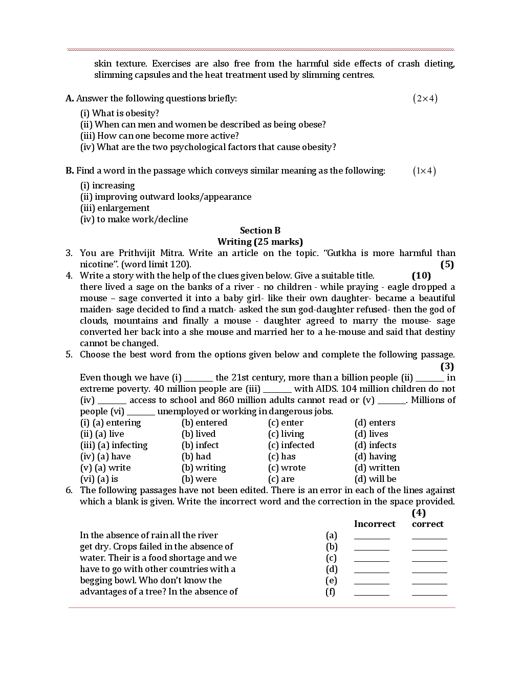 CBSE Sample Question Papers With Solution SA I For English communicative Class 9 - Page 4