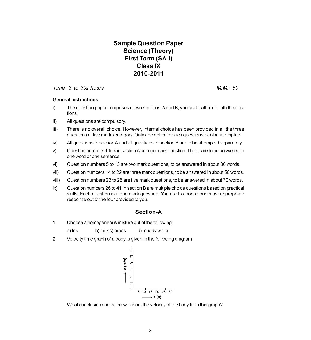 CBSE Sample Question Papers With Solution SA I For Science Class 9 - Page 3