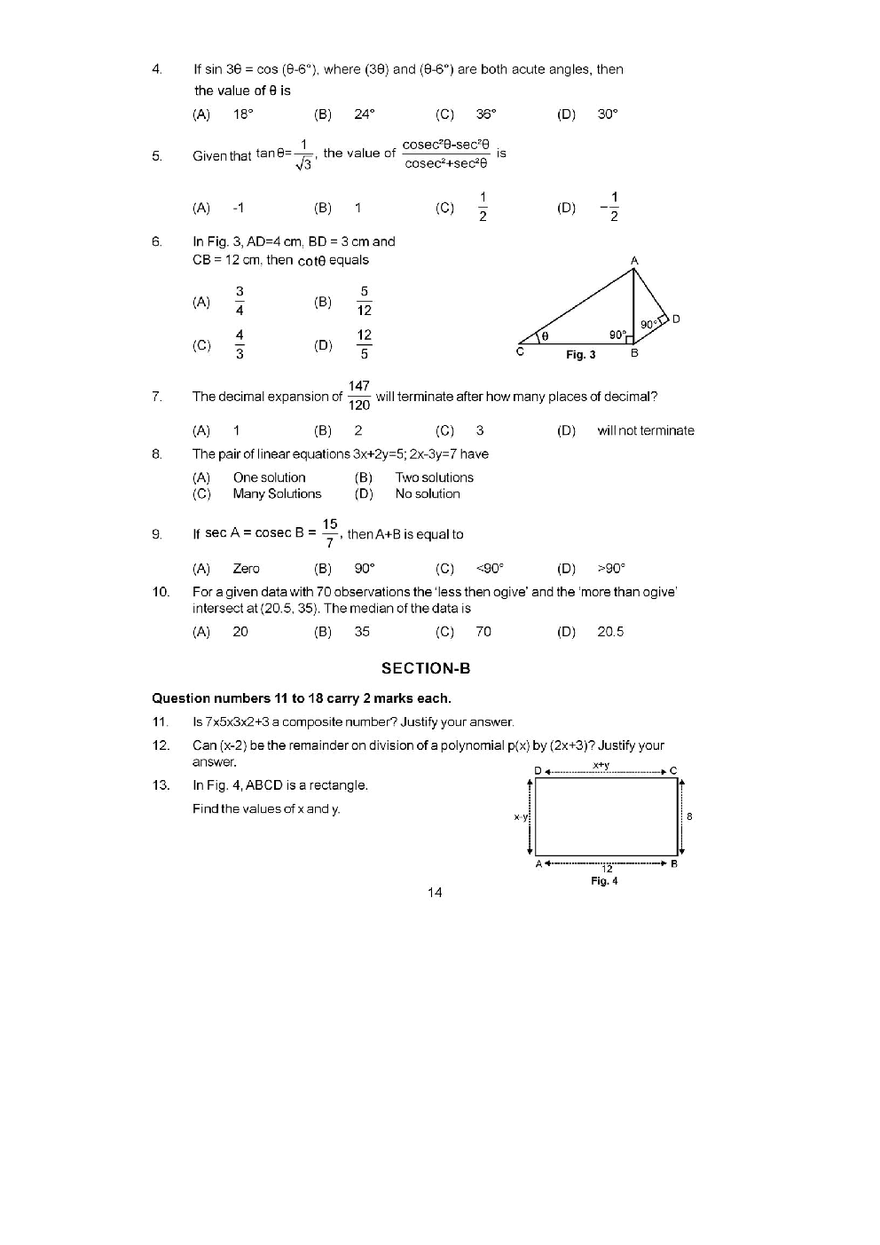 CBSE Sample Question Papers With Solution SA I For Mathematics Class 10 - Page 4