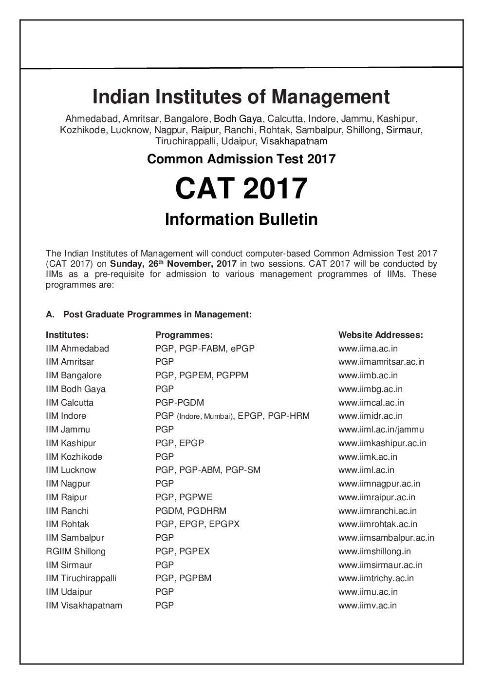 CAT Syllabus And Information Bulletin For 2017-18 Exam - Page 4