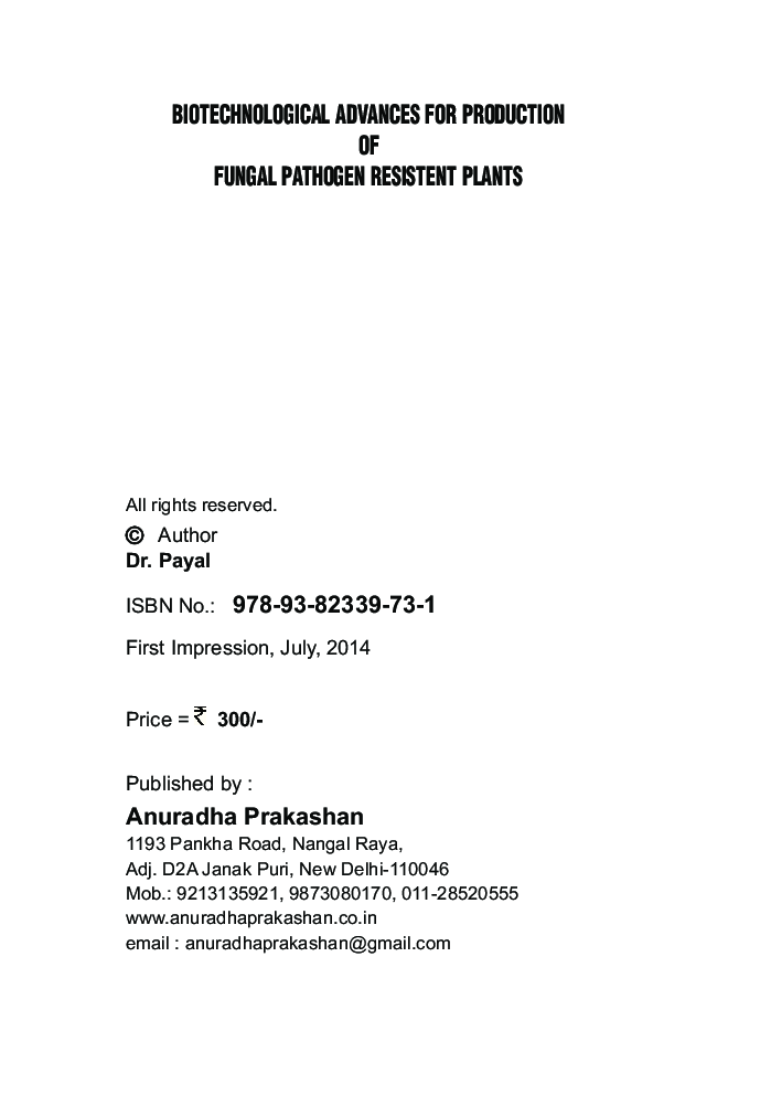 Biotechnological Advances For Production Of Fungal Pathogen Resistent Plant - Page 3