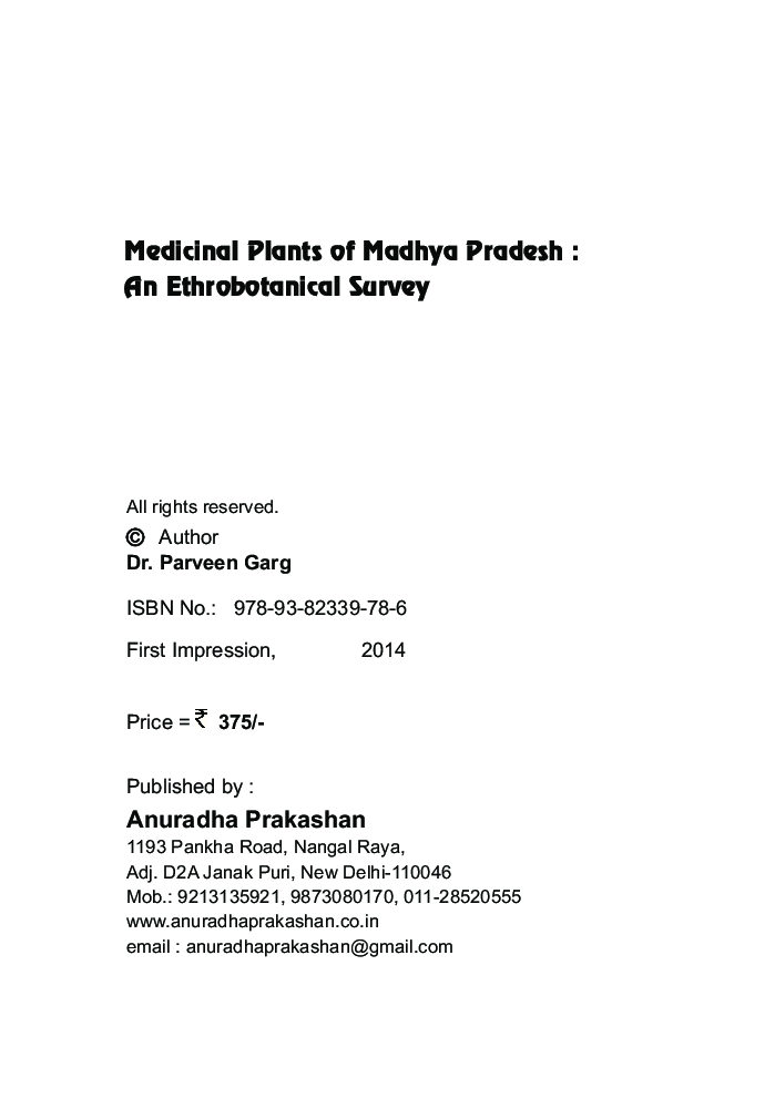 Medicinal Plants Of Madhya Pradesh Ethnobotanical Survey - Page 3