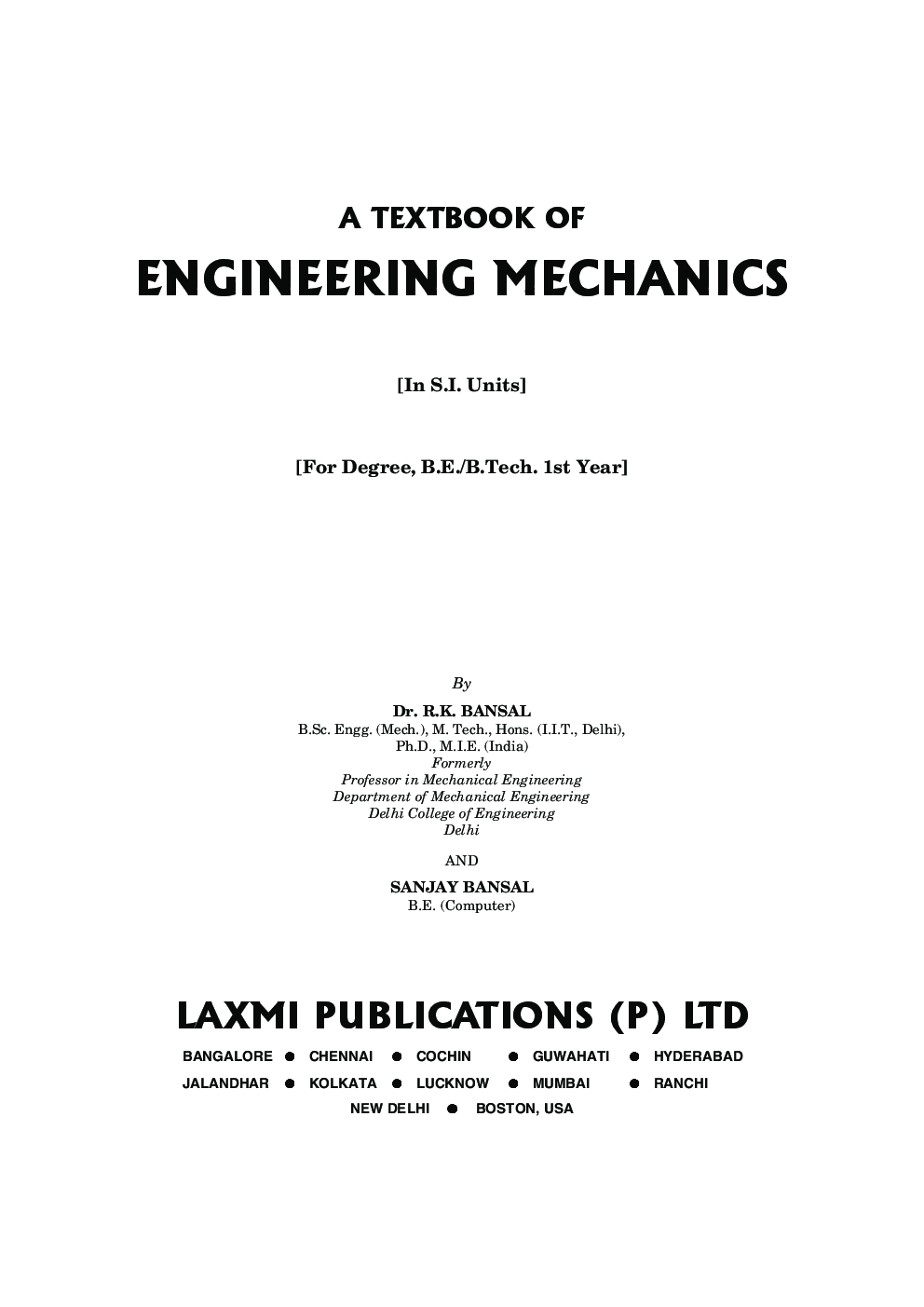 A Textbook Of Engineering Mechanics - Page 2