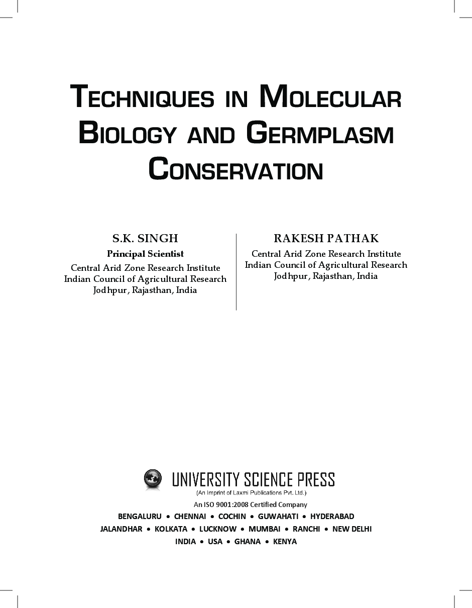 Techniques In Molecular Biology And Germplasm Conservation - Page 4