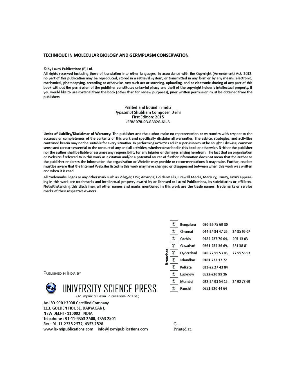 Techniques In Molecular Biology And Germplasm Conservation - Page 5