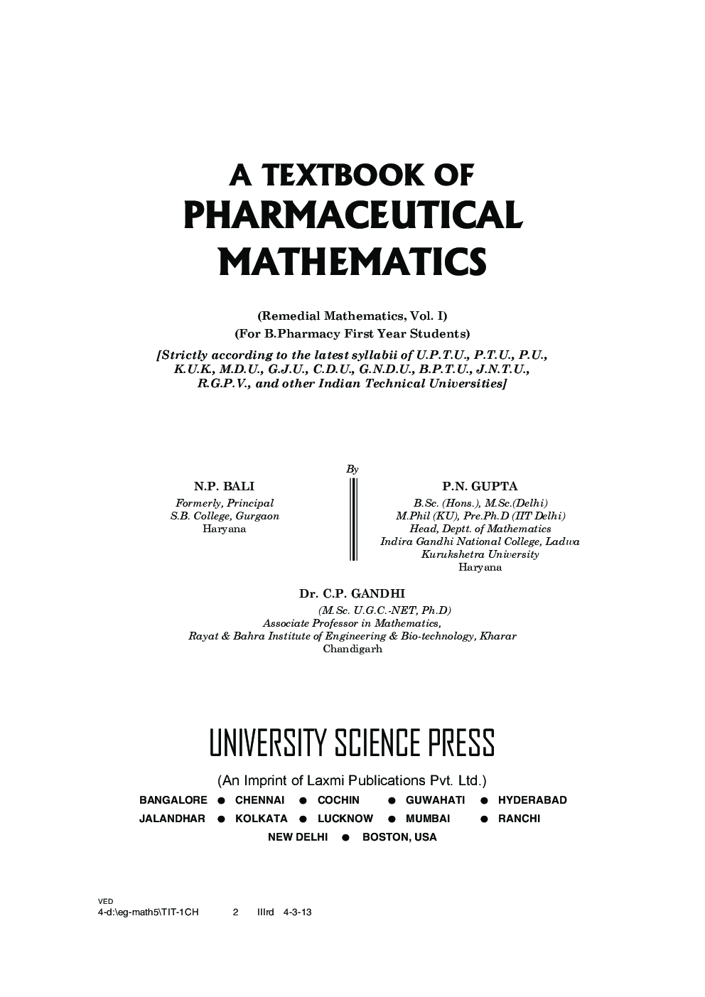 A Textbook Of Pharmaceutical Mathematics Vol-I - Page 4
