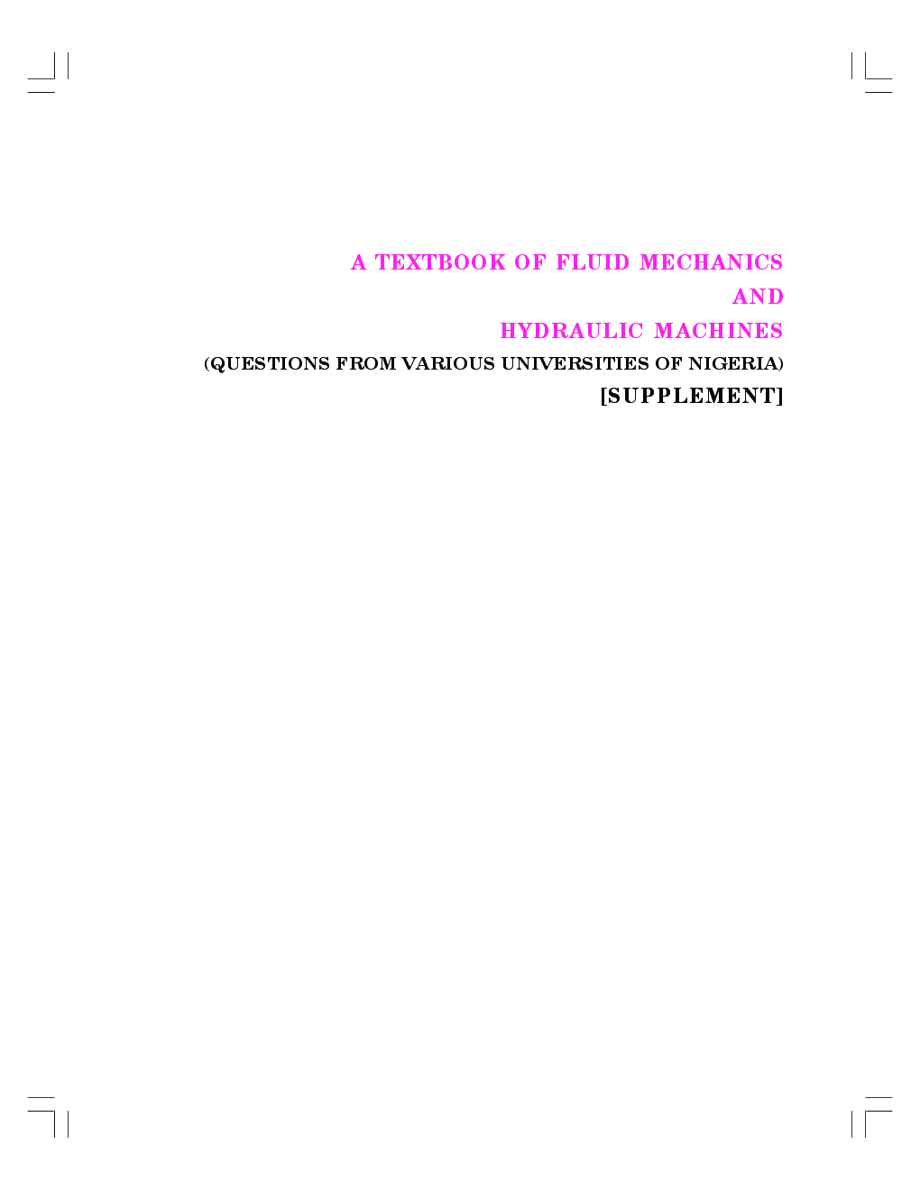 A Supplement Of A Textbook Of Fluid Mechanics And Hydraulic Machines - Page 2