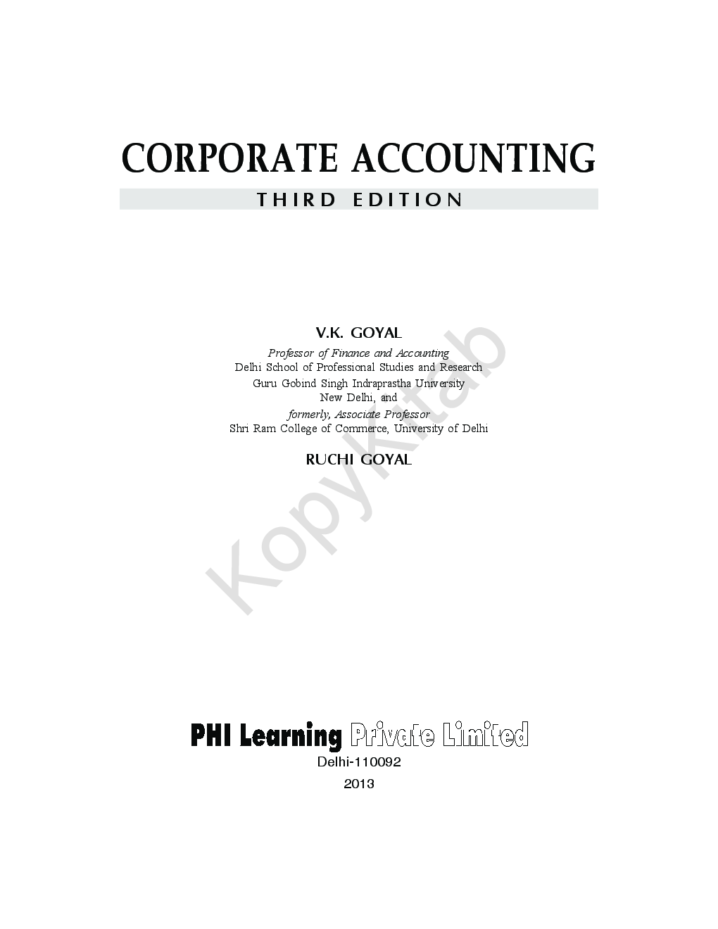 Download Corporate Accounting by V. K. Goyal, Ruchi Goyal PDF Online