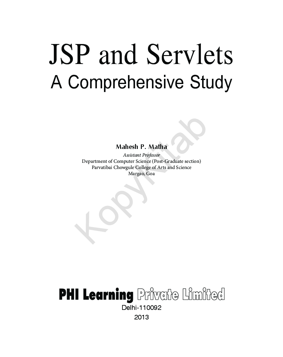 JSP And Servlets: A Comprehensive Study - Page 2