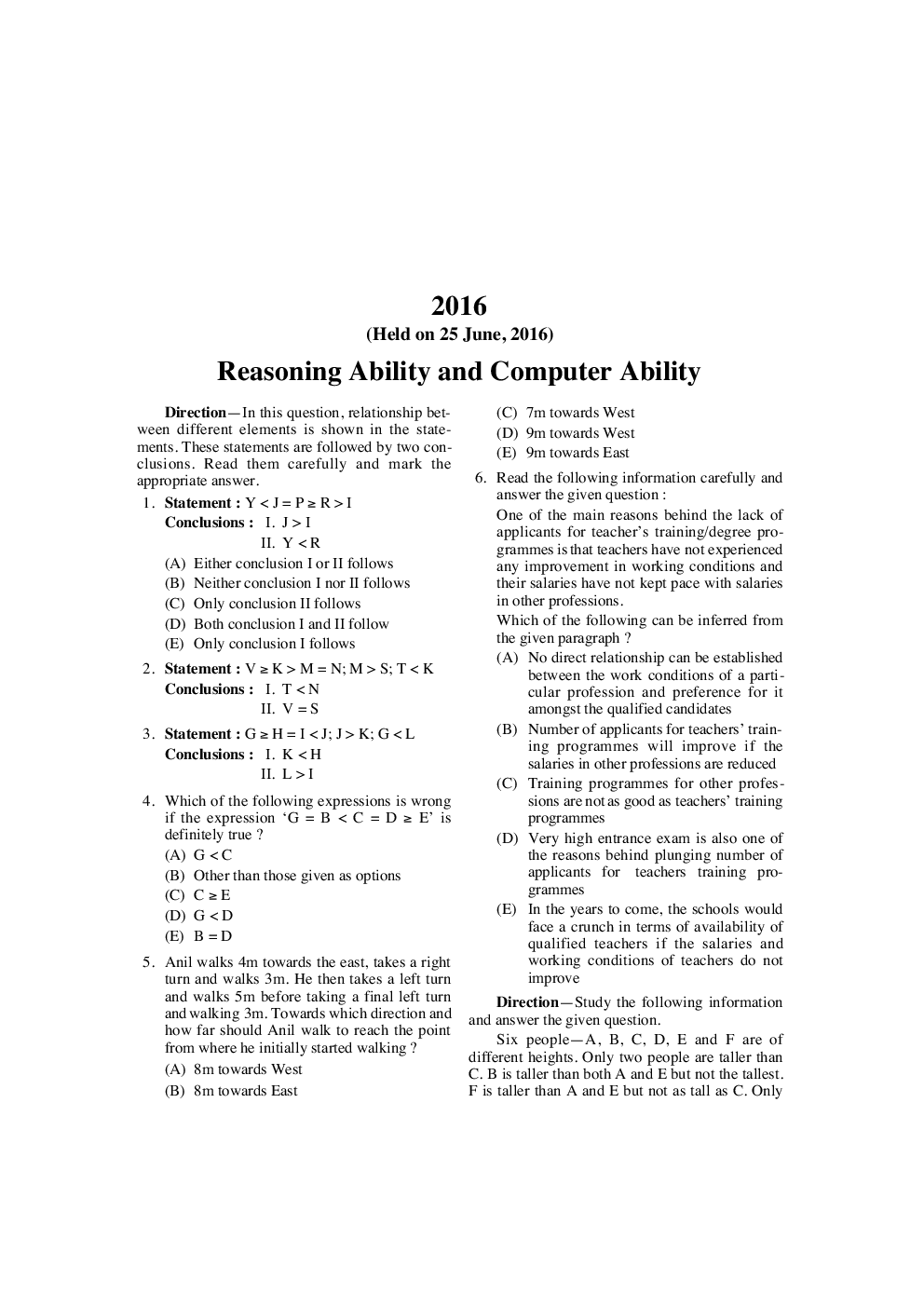 SBI & Associate Banks Clerical Cadre Rect. Exam. Solved Papers
 - Page 5