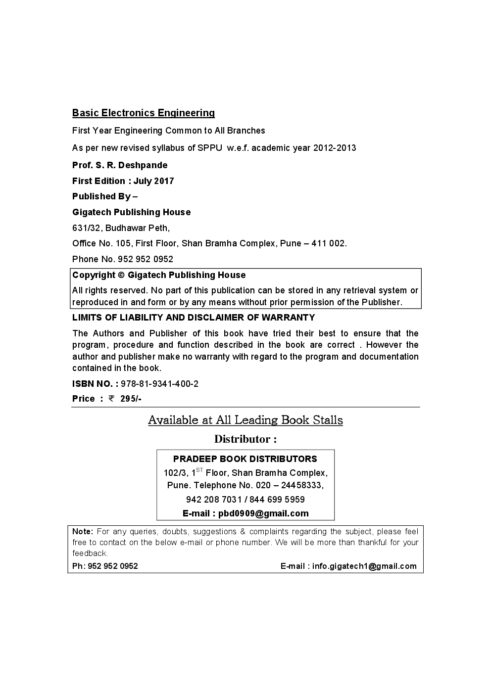 Basic Electronics Engineering Semester I And II (Common for all branches) - Page 3