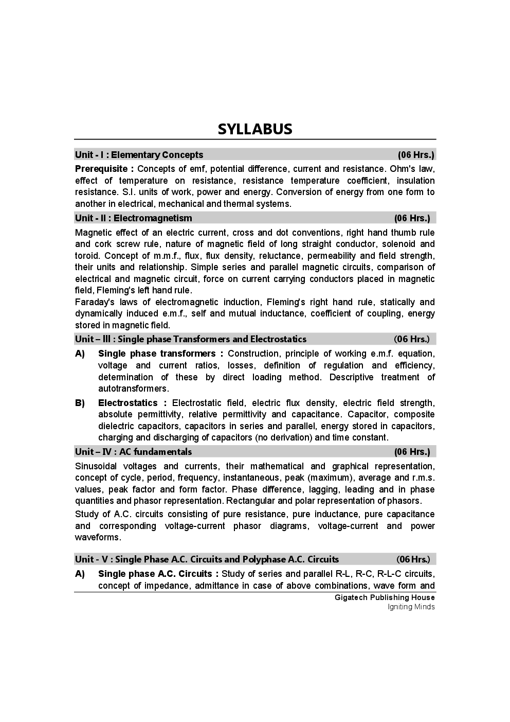 Basic Electrical Engineering Semester I And II (Common for all branches) - Page 5