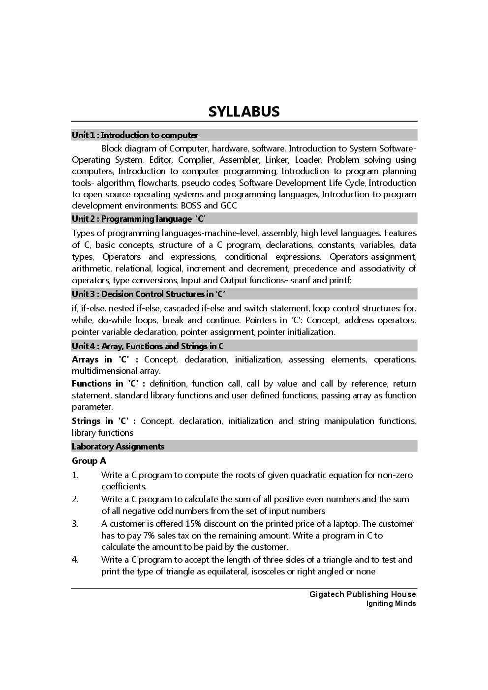 Fundamentals of Programming Languages-I (Common for all branches) - Page 5