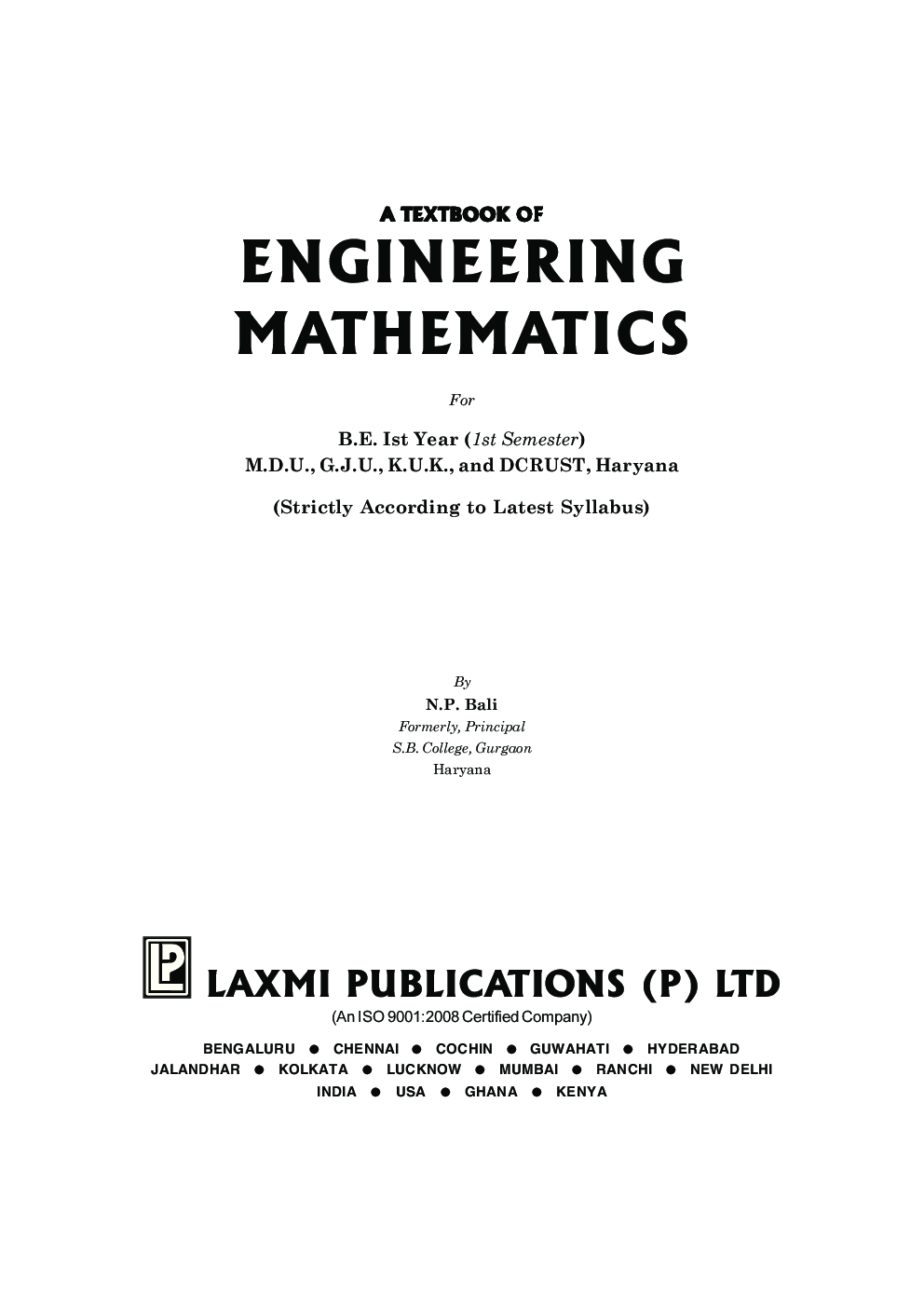 A Textbook Of Engineering Mathematics Sem I (MDU, GJU, KU And DCRUST) Haryana - Page 4