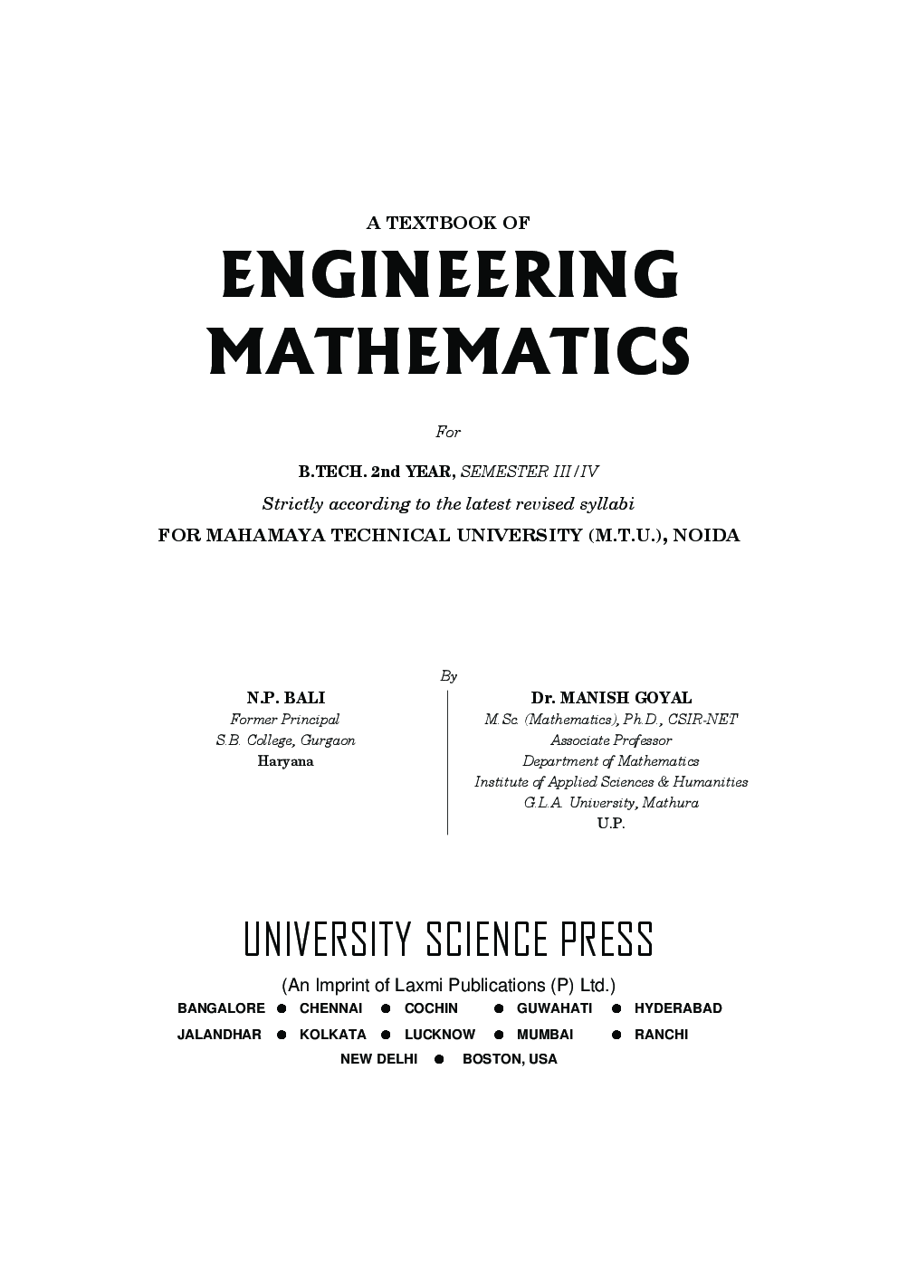 A Textbook Of Engineering Mathematics Sem III and IV (MTU) Noida - Page 4