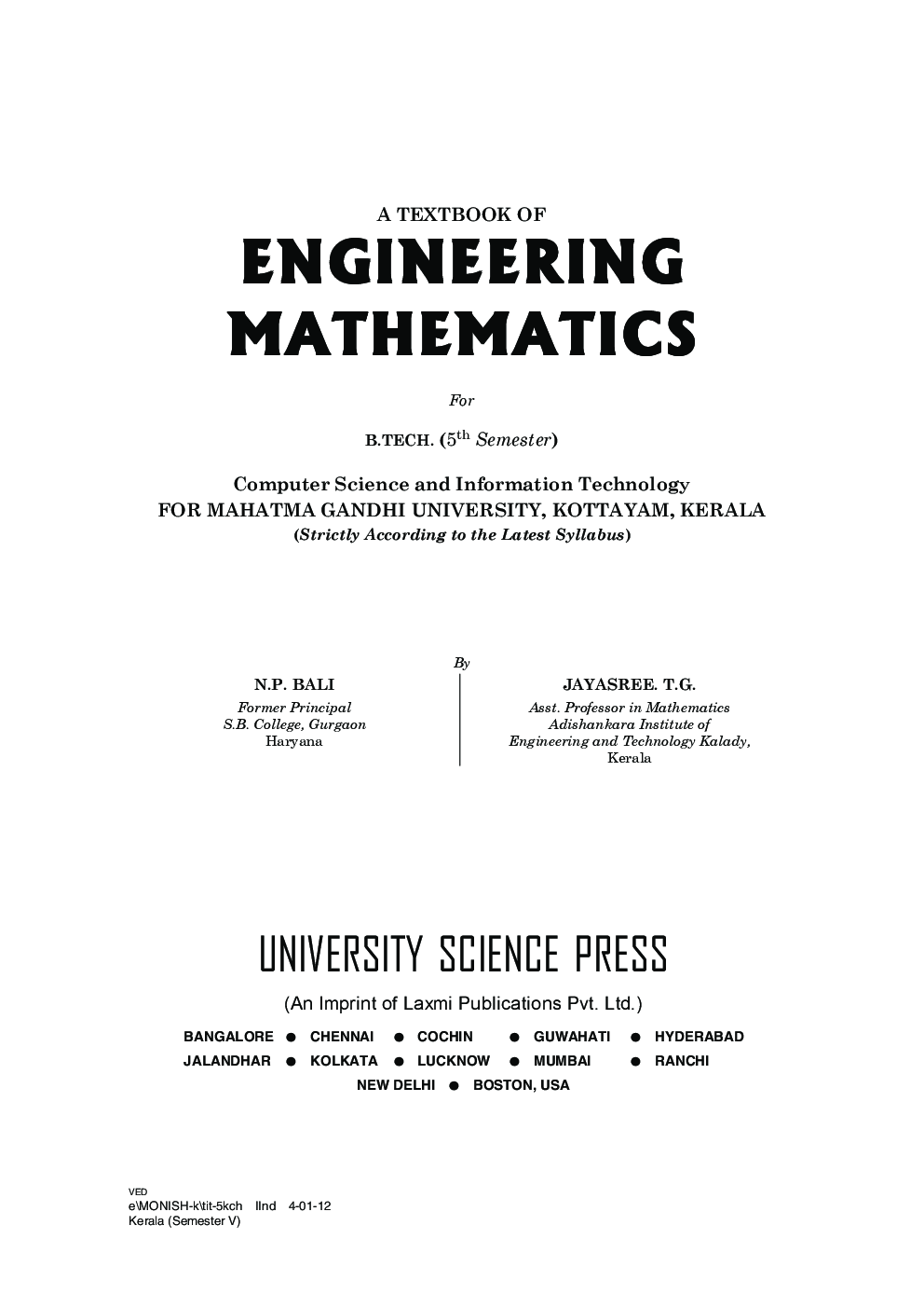 A Textbook Of Engineering Mathematics Semester-V (MGU, Kottayam) Kerla (For CS & IT) - Page 4