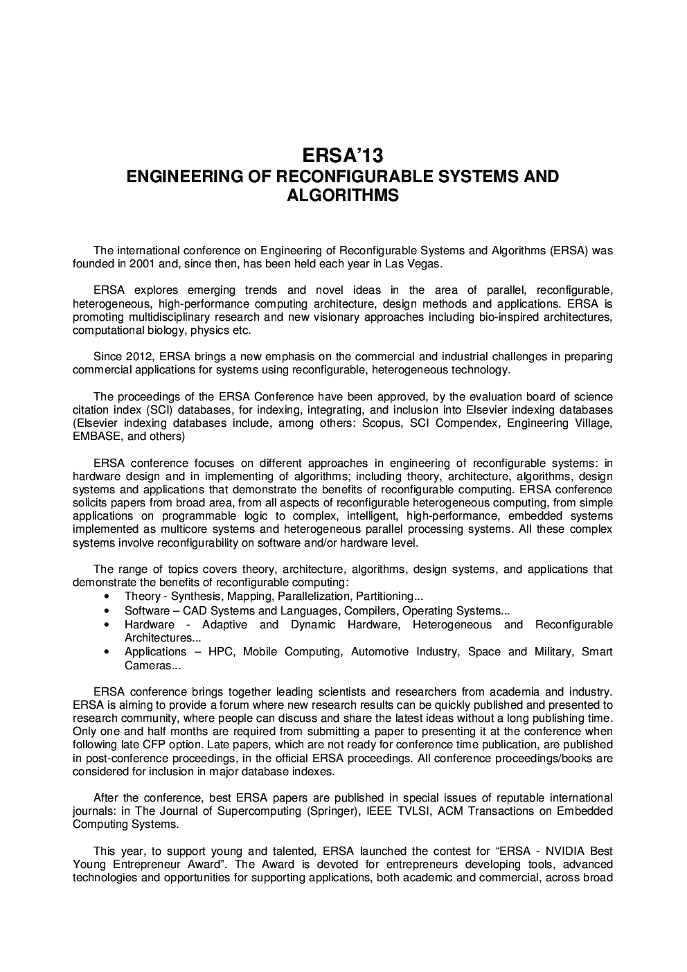Conference On Engineering Of Reconfigurable Systems And Algorithms  - Page 5