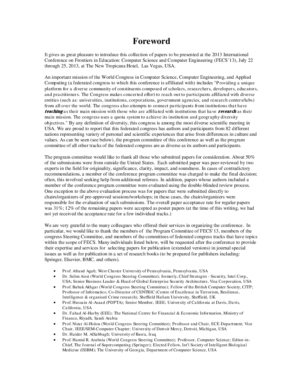 Conference On Frontiers In Education Computer Science And Computer Engineering (FECS_2013) - Page 5