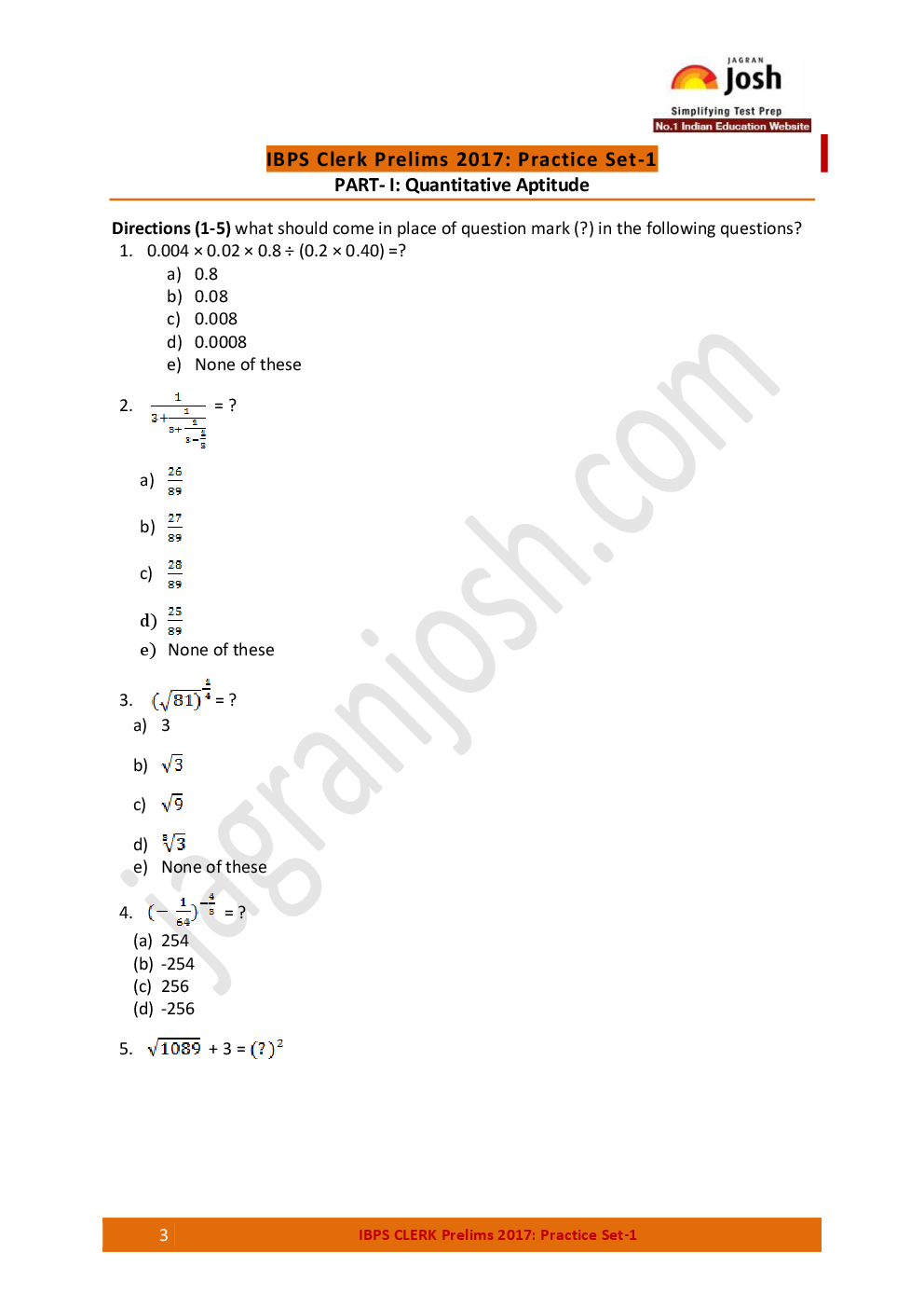 IBPS Clerk Prelims 5 Practice Sets Ebook - Page 3