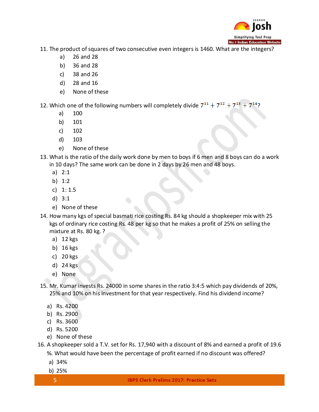 IBPS Clerk Prelims 5 Practice Sets Ebook - Page 5