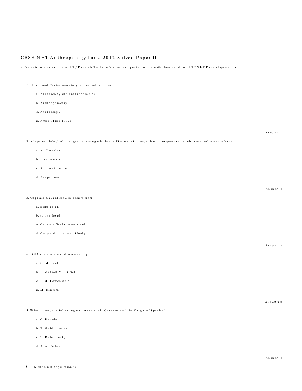 CBSE UGC NET Previous Year 2012-13 Solved Question Papers Anthropology Paper-II (June-Dec) - Page 2