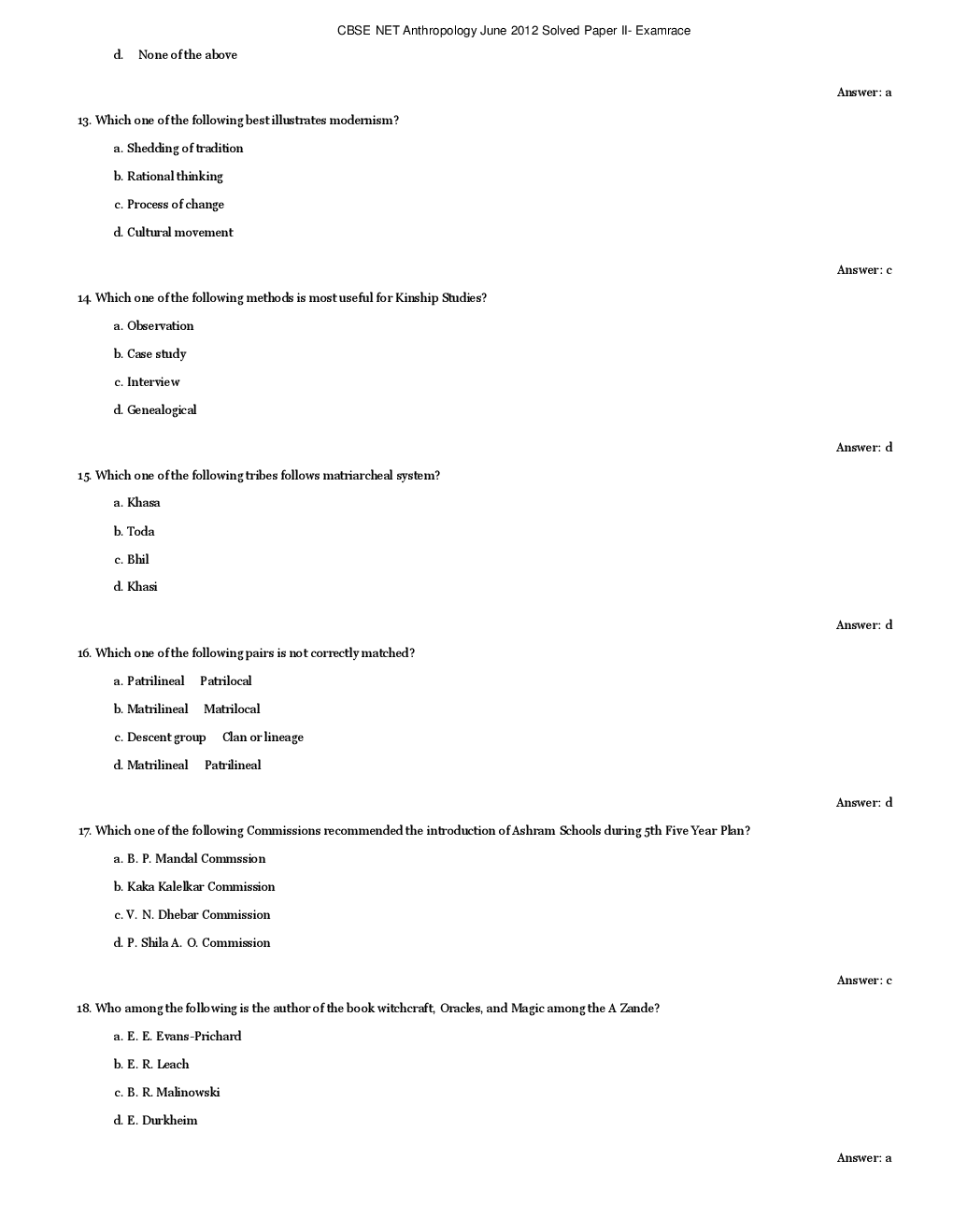 CBSE UGC NET Previous Year 2012-13 Solved Question Papers Anthropology Paper-II (June-Dec) - Page 4