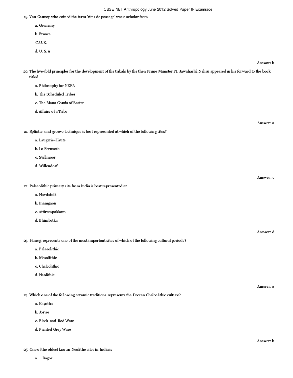 CBSE UGC NET Previous Year 2012-13 Solved Question Papers Anthropology Paper-II (June-Dec) - Page 5