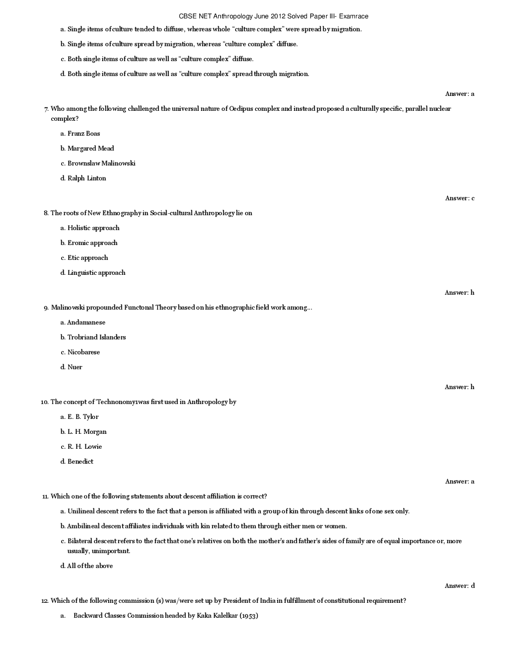 CBSE UGC NET Previous Year 2012-13 Solved Question Papers Anthropology Paper-III (June-Dec) - Page 3