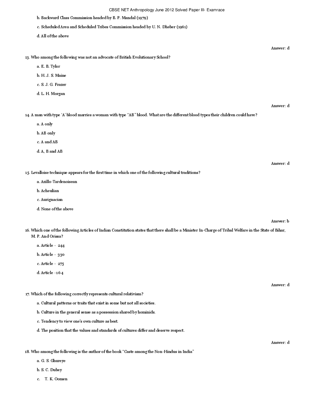 CBSE UGC NET Previous Year 2012-13 Solved Question Papers Anthropology Paper-III (June-Dec) - Page 4