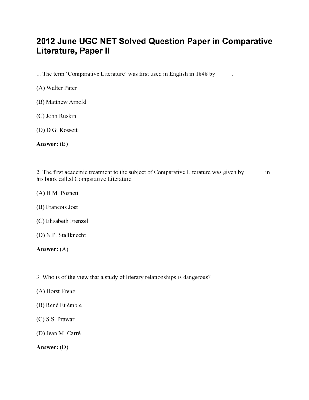CBSE UGC NET Previous Year 2012-13 Solved Question Papers Comparative Literature Paper-II (June-Dec) - Page 2
